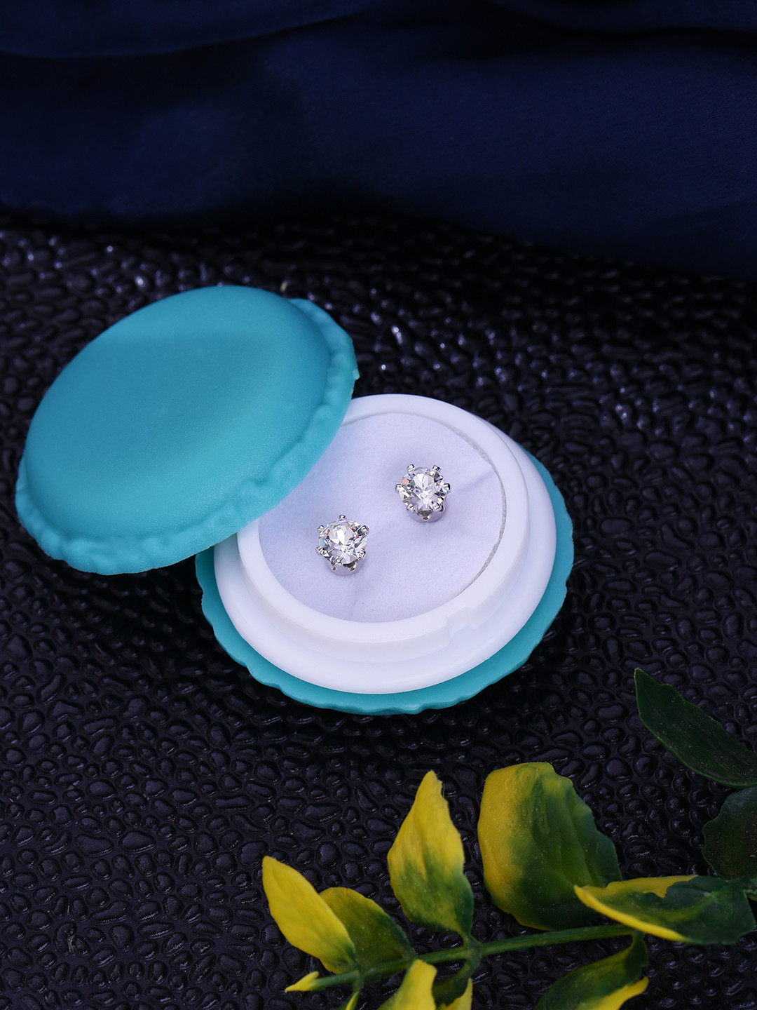 Yellow Chimes White Diamond Shaped Studs Earrings