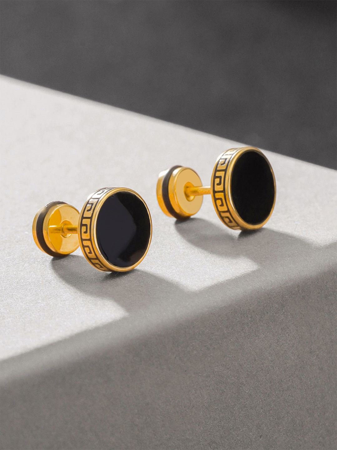 Chimes Toned Stainless Gold-Plated Geometric Studs