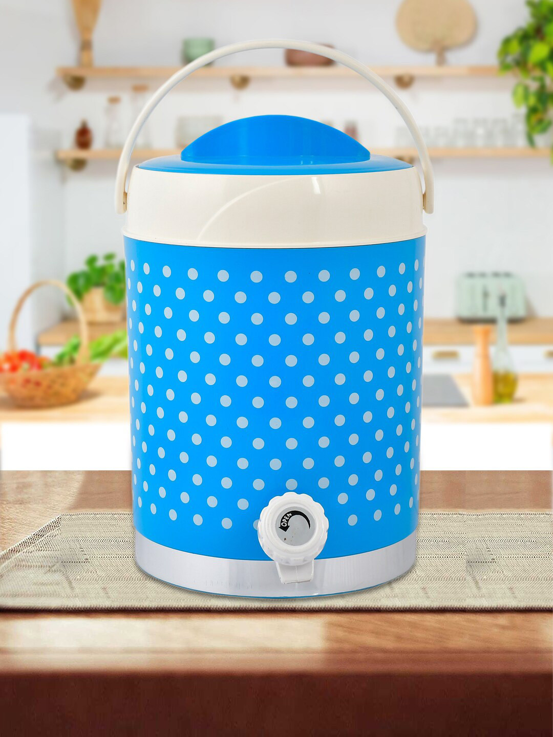 Kuber Industries Blue & White Printed Insulated Water Jug With Handle