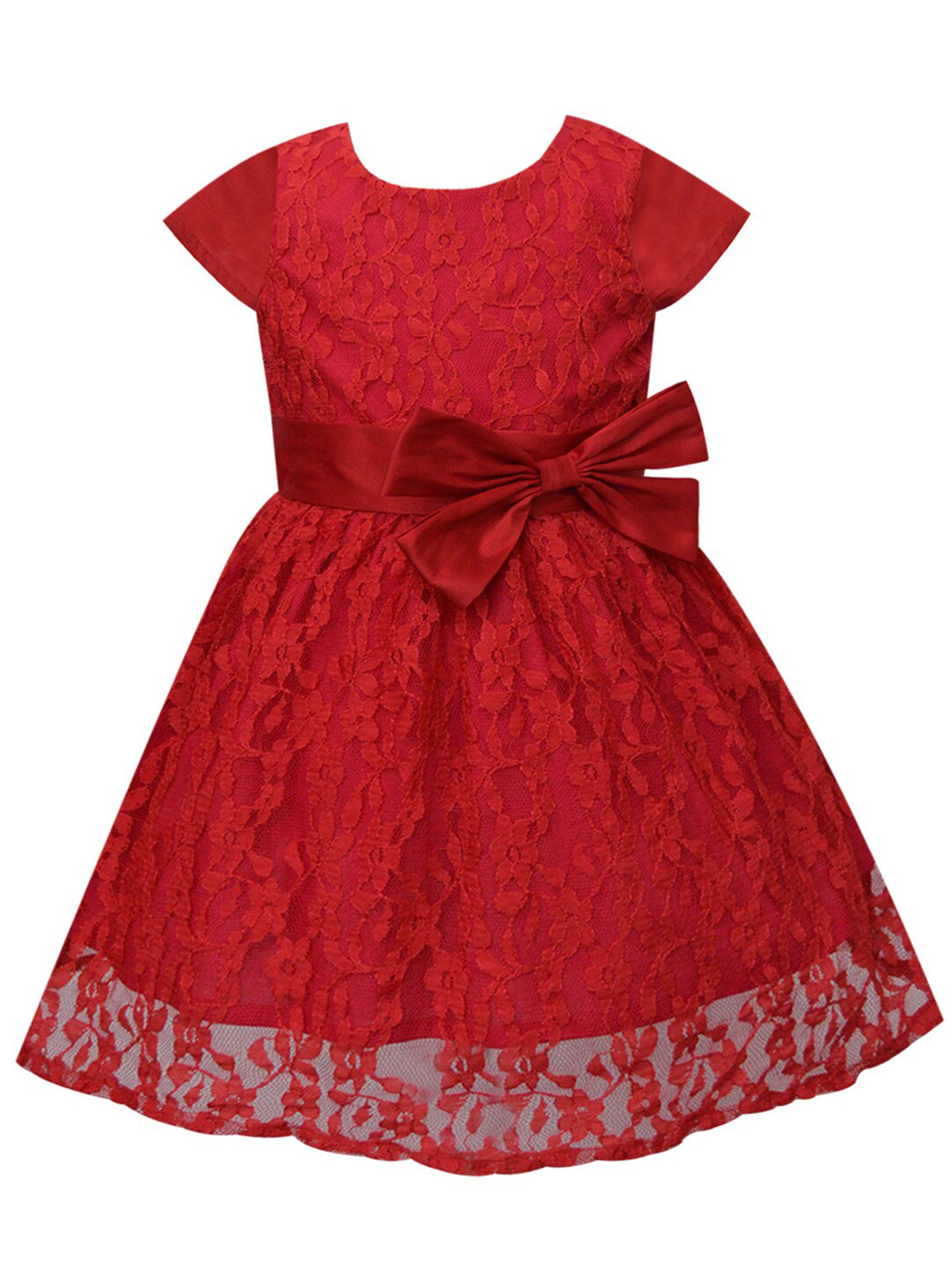 A T U N Red Lace Dress