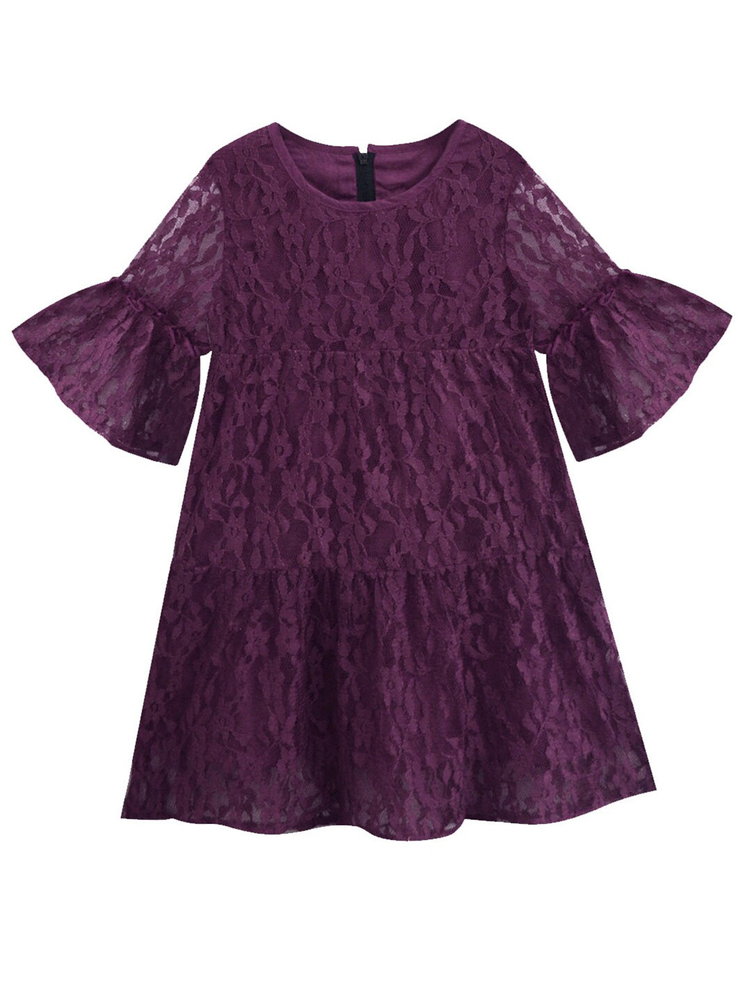A T U N Purple Lace A-Line Dress
