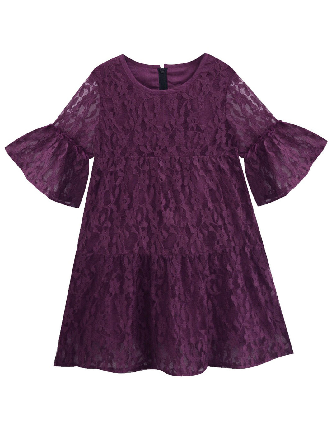 A T U N Girls Purple Lace A-Line Dress