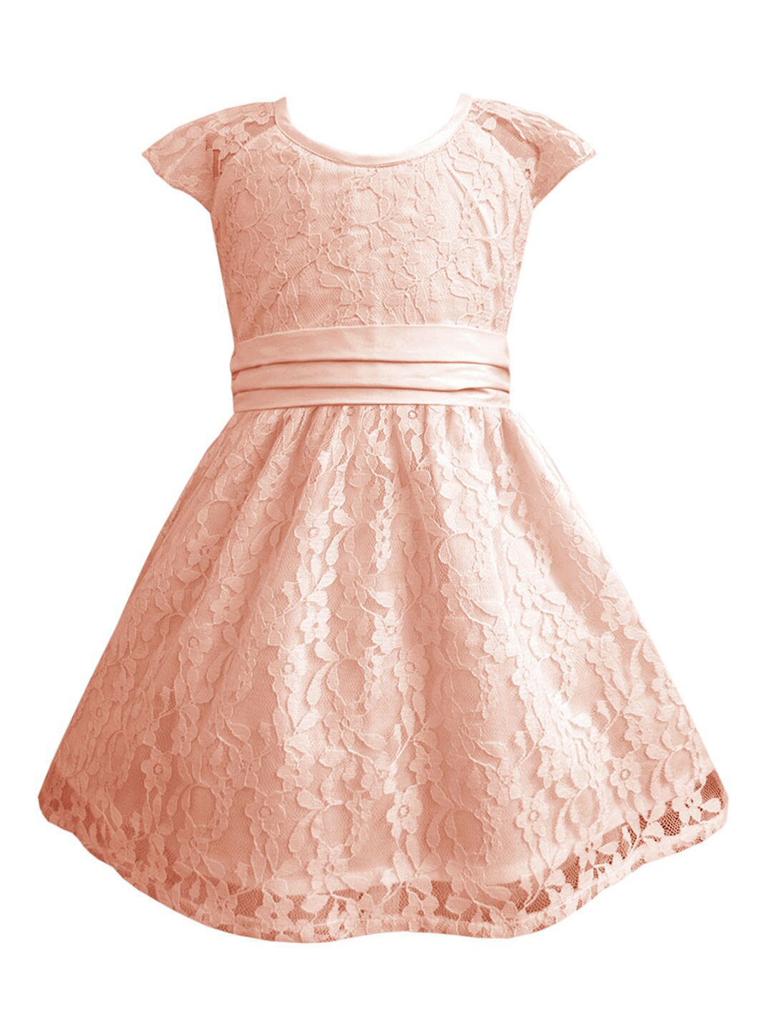 A T U N Peach-Coloured Lace Dress
