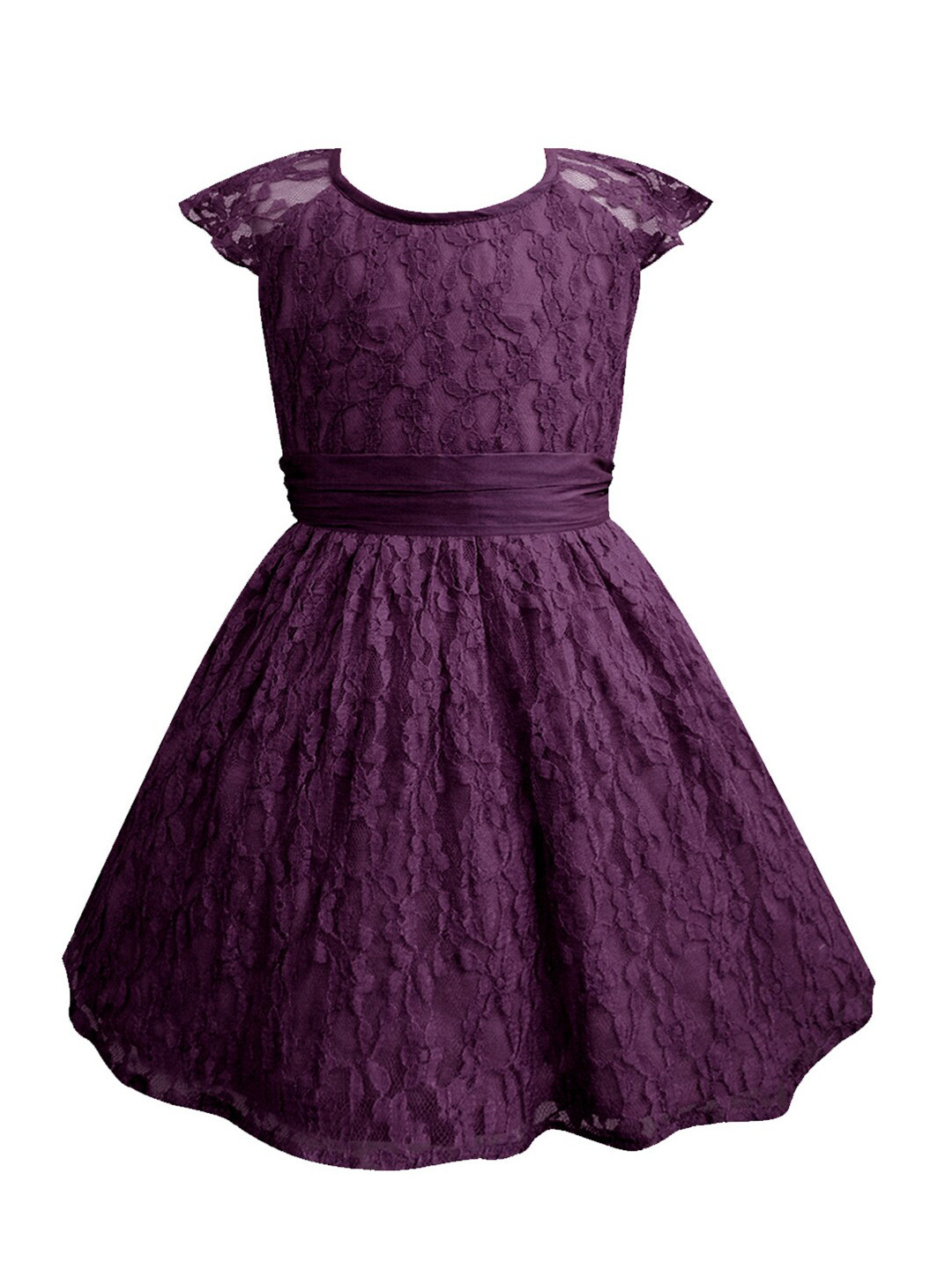 A T U N Girls Purple Lace Dress