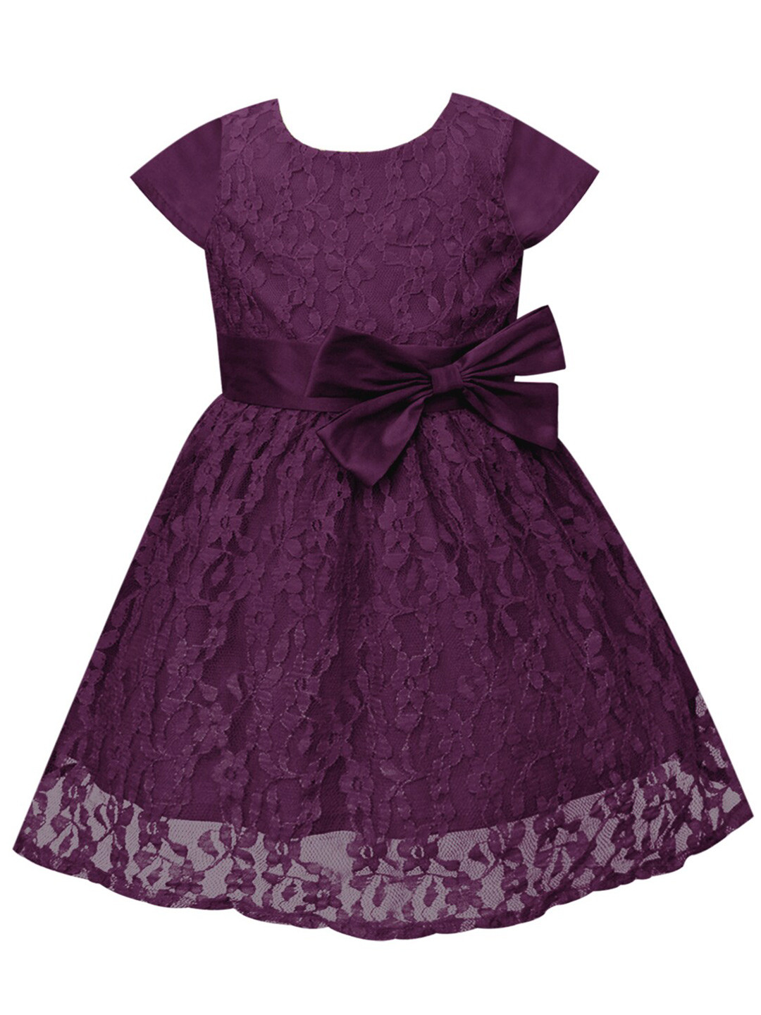 A T U N Girls Purple Lace Dress