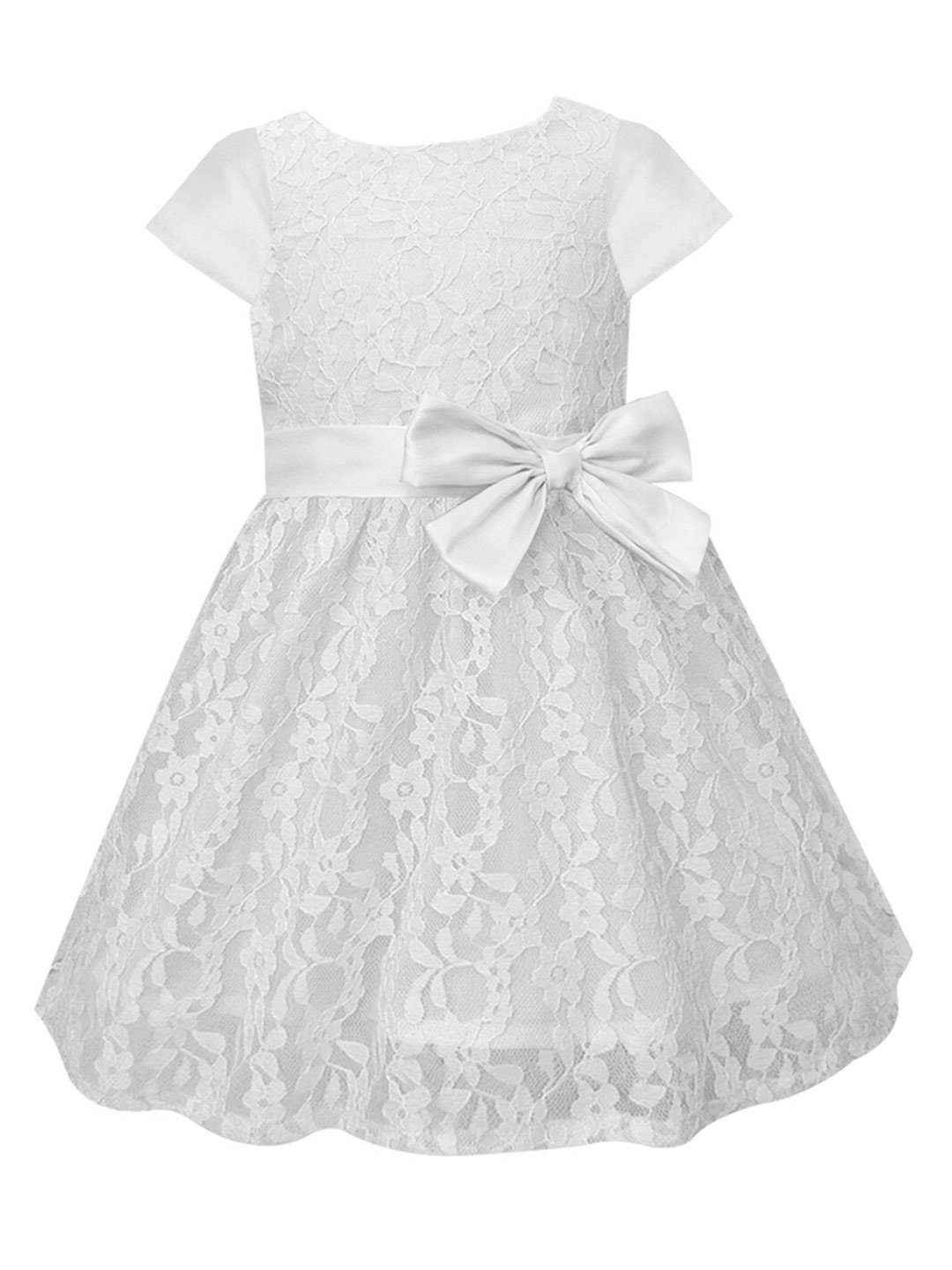 A T U N Girls White Lace Dress