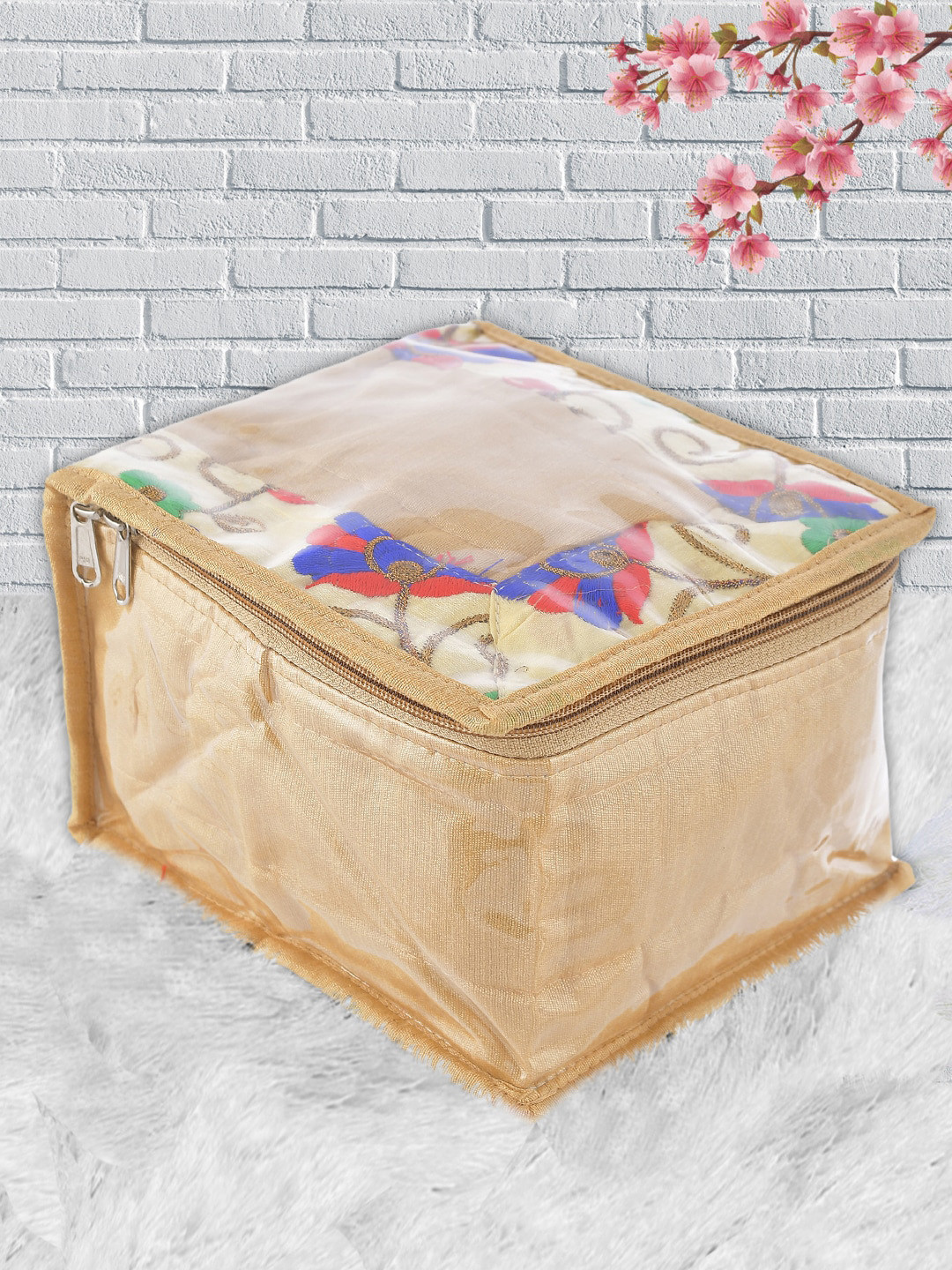 Kuber Industries Unisex Gold Jewellery Organiser With 10 Transparent Pouches