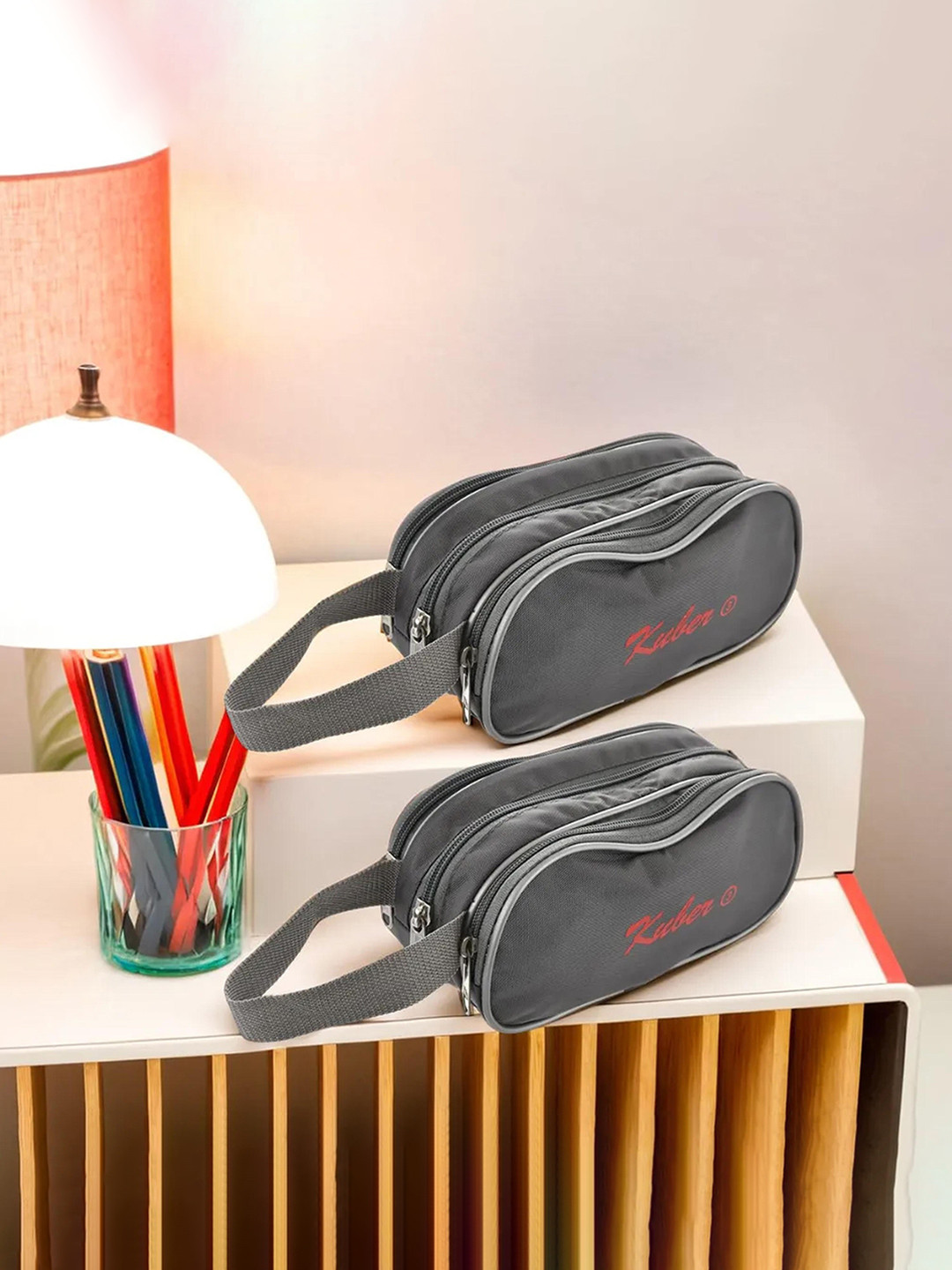 Kuber Industries Grey Pack of 2 Travel Toiletry Bag