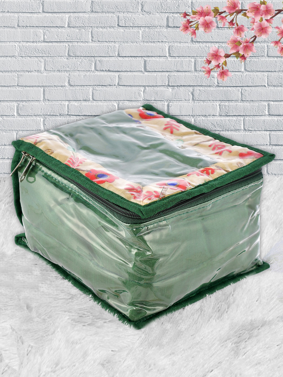 Kuber Industries Green & Pink Printed Jewellery Organiser