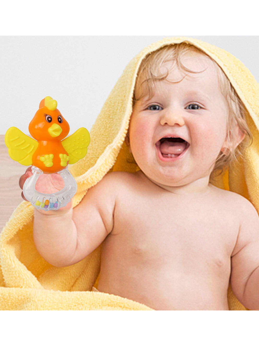 Baby Moo Kids Orange & Yellow Duck Rattle Teether