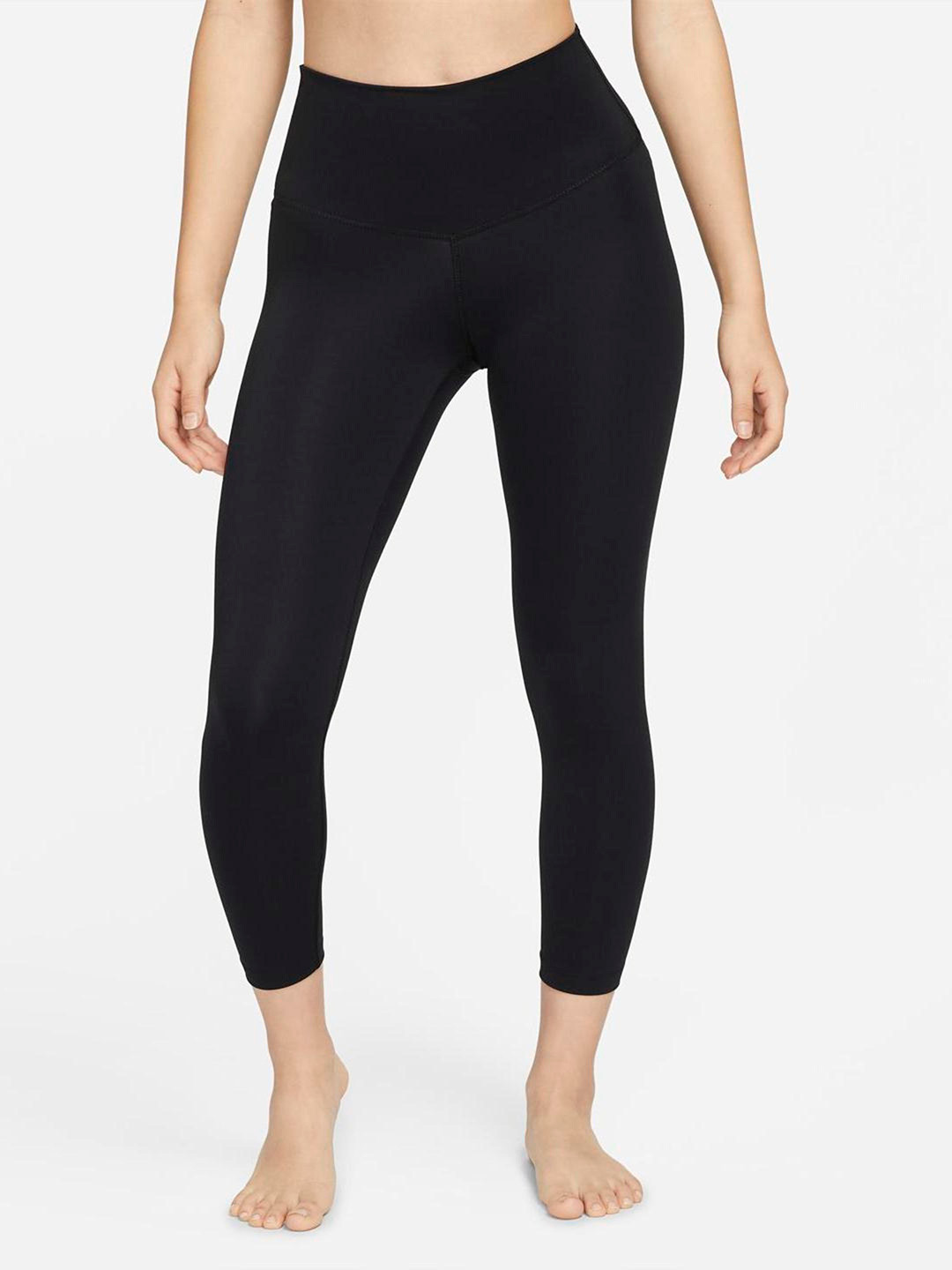 Nike Women Black Solid High-Rise 7/8 Dri-FIT Yoga Tights