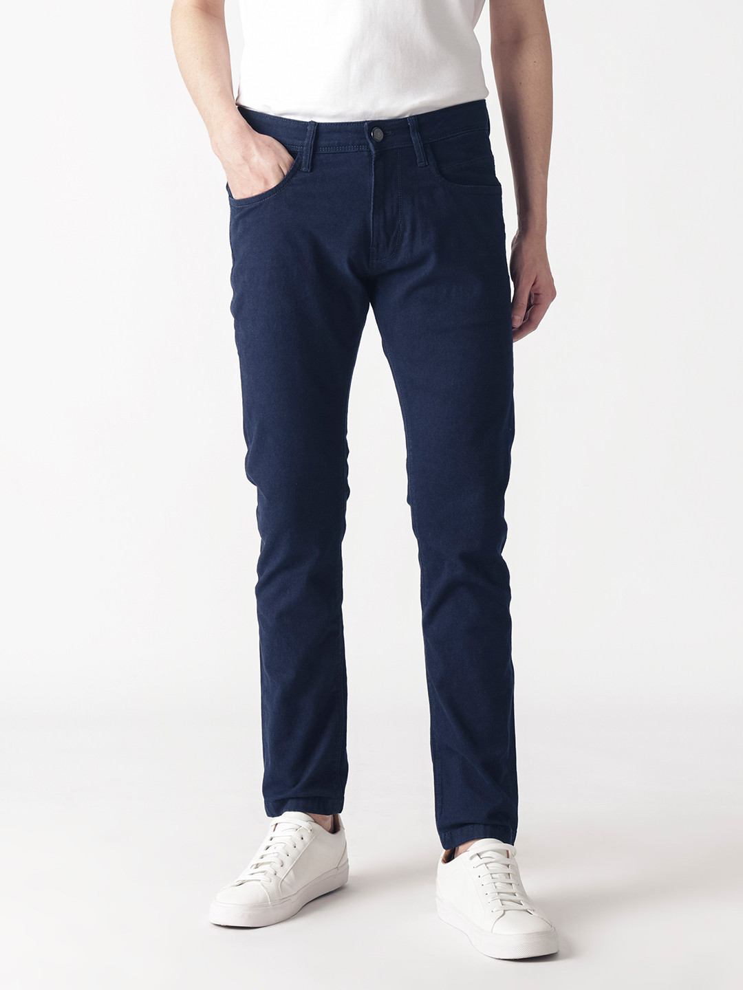 RARE RABBIT Men Navy Blue Slim Fit Jeans