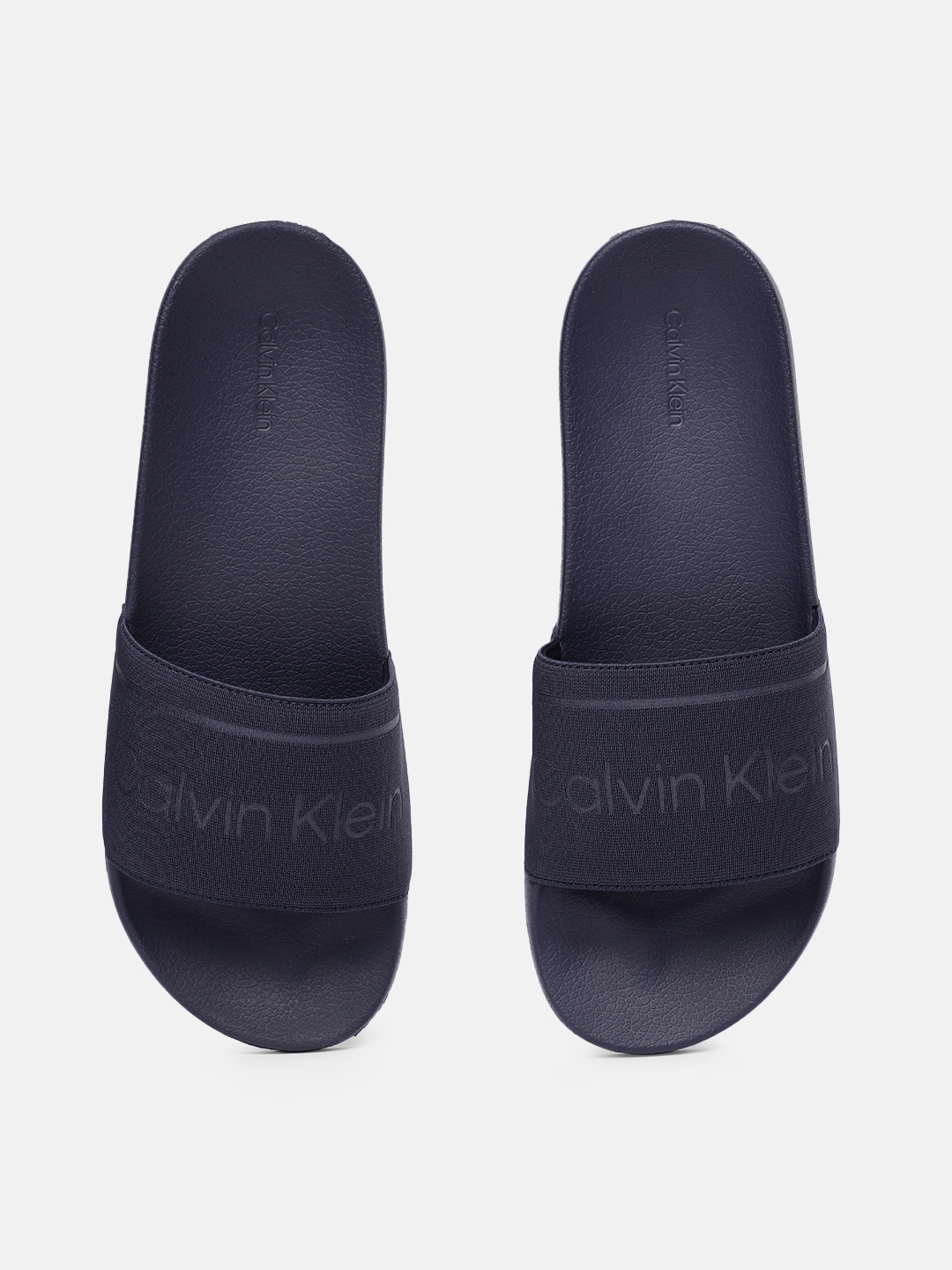 Buy Calvin Klein Men Navy Blue Printed Sliders Flip Flops for