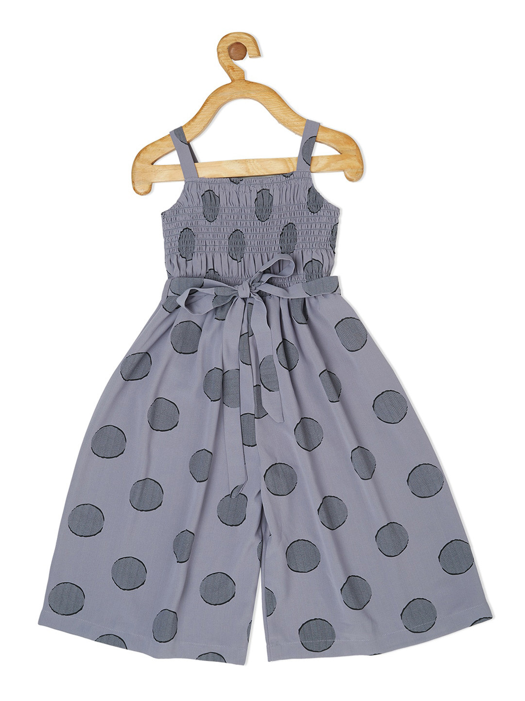 TIC TAC TOE Girls Grey & Black Printed Culotte Jumpsuit