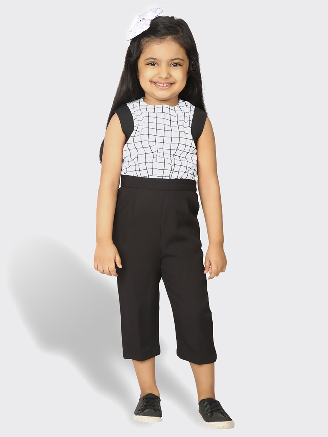 TIC TAC TOE Girls Black & White Checked Culotte Jumpsuit