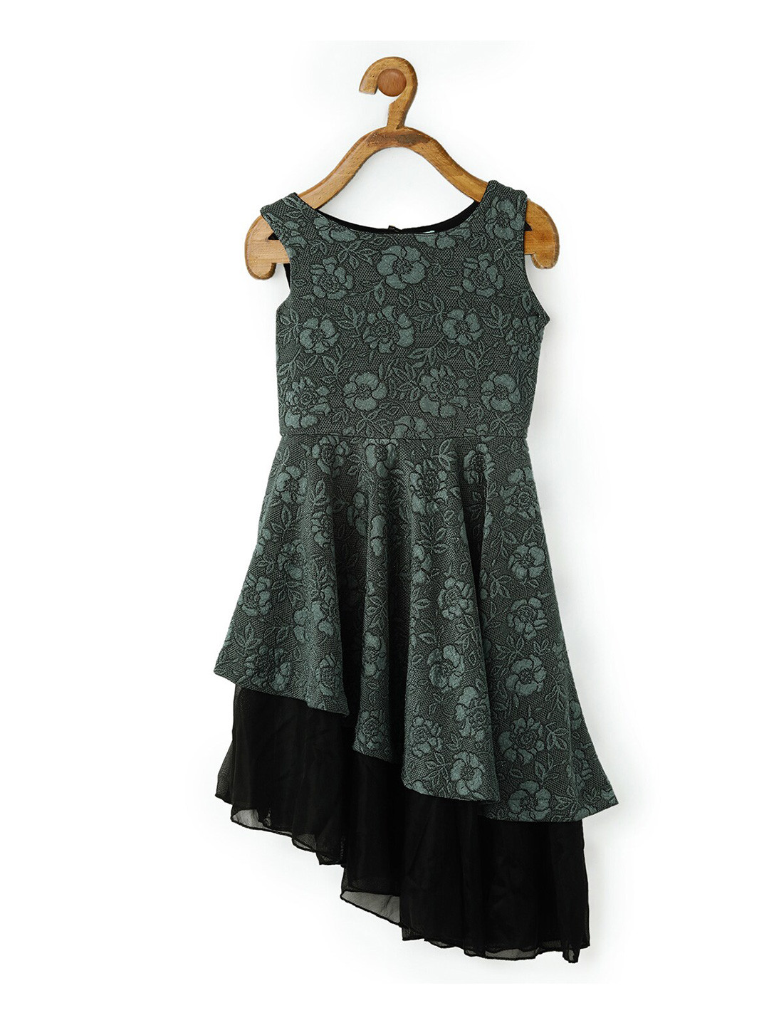 TIC TAC TOE Green Floral Jacquard Dress