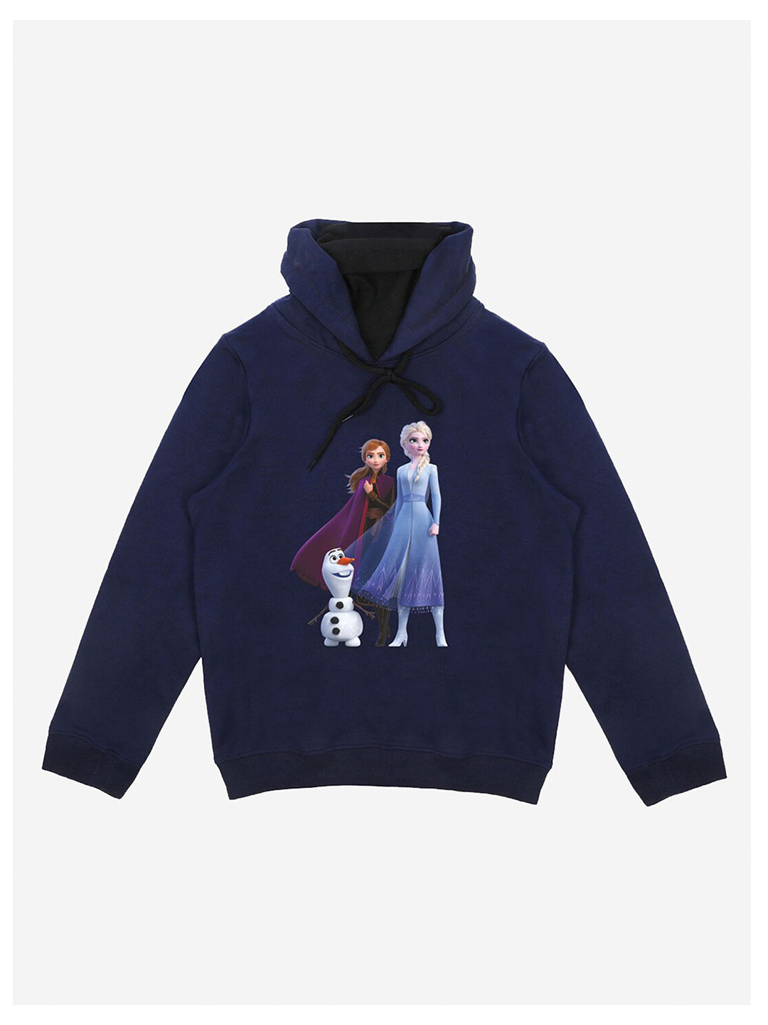 YK Disney Girls Navy Blue Disney Princess Printed Hooded Sweatshirt
