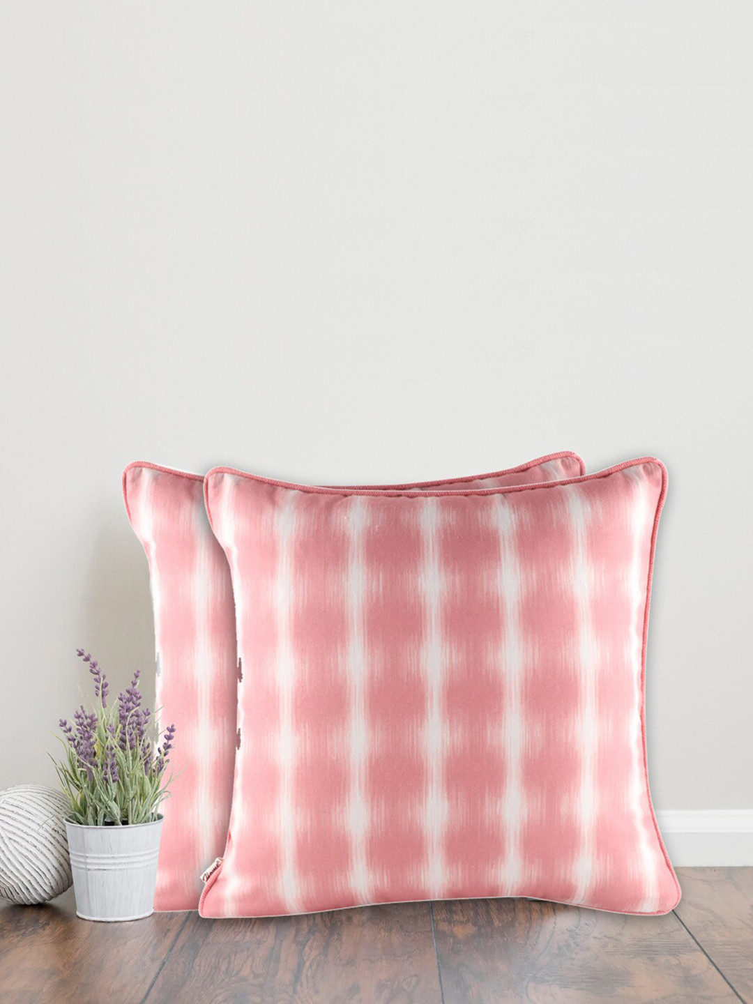 Home Printed The best Red Checked Polyester Washable 2 Pcs Square Cushion Covers -18x18In