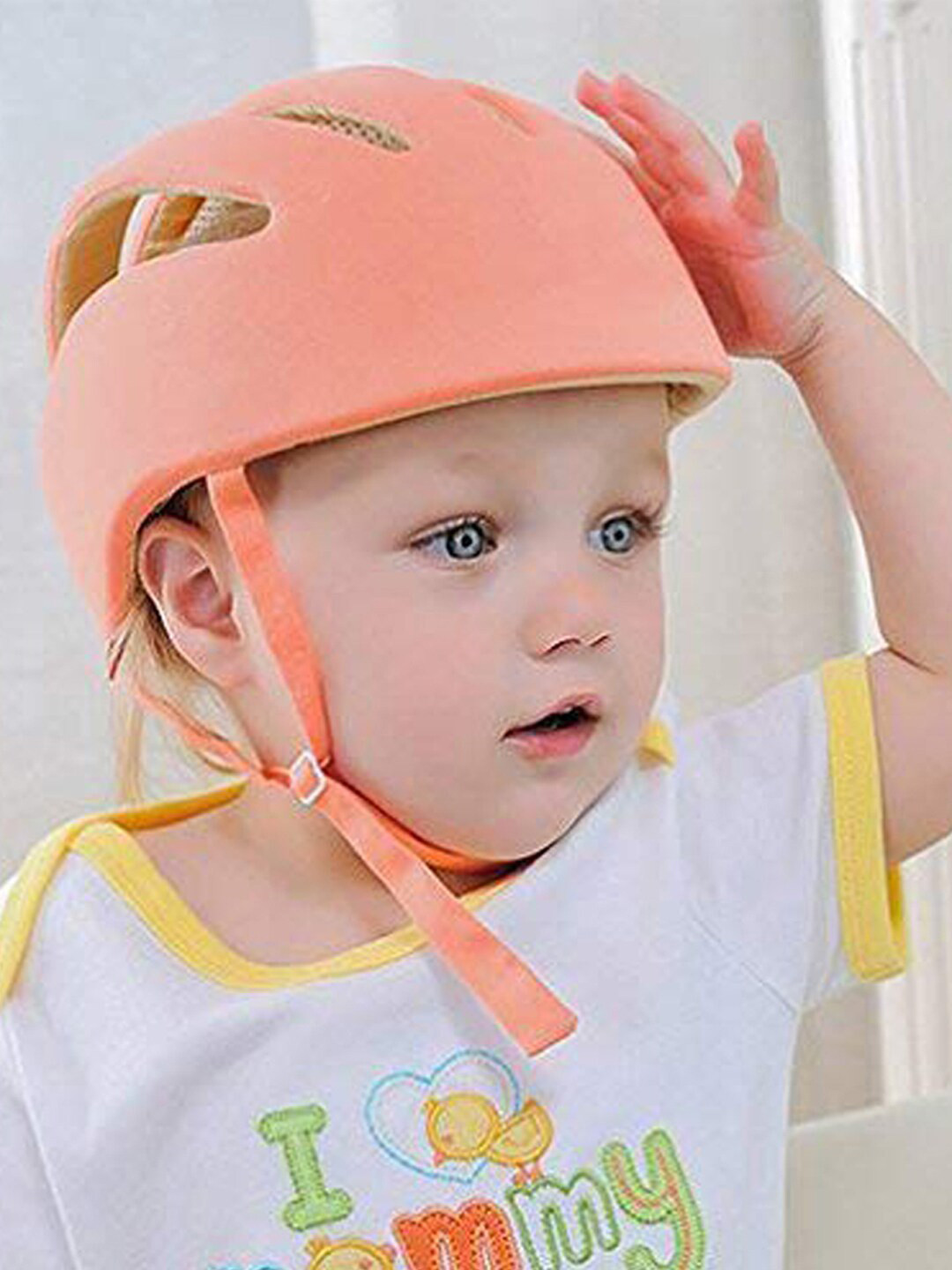 DearJoy Kids Orange Solid Safety Helmet With Corner Guard