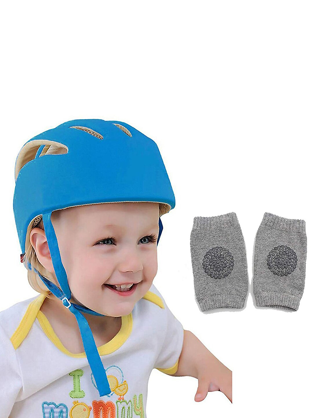 DearJoy Kids Blue & Grey Safety Helmet With Kneepads