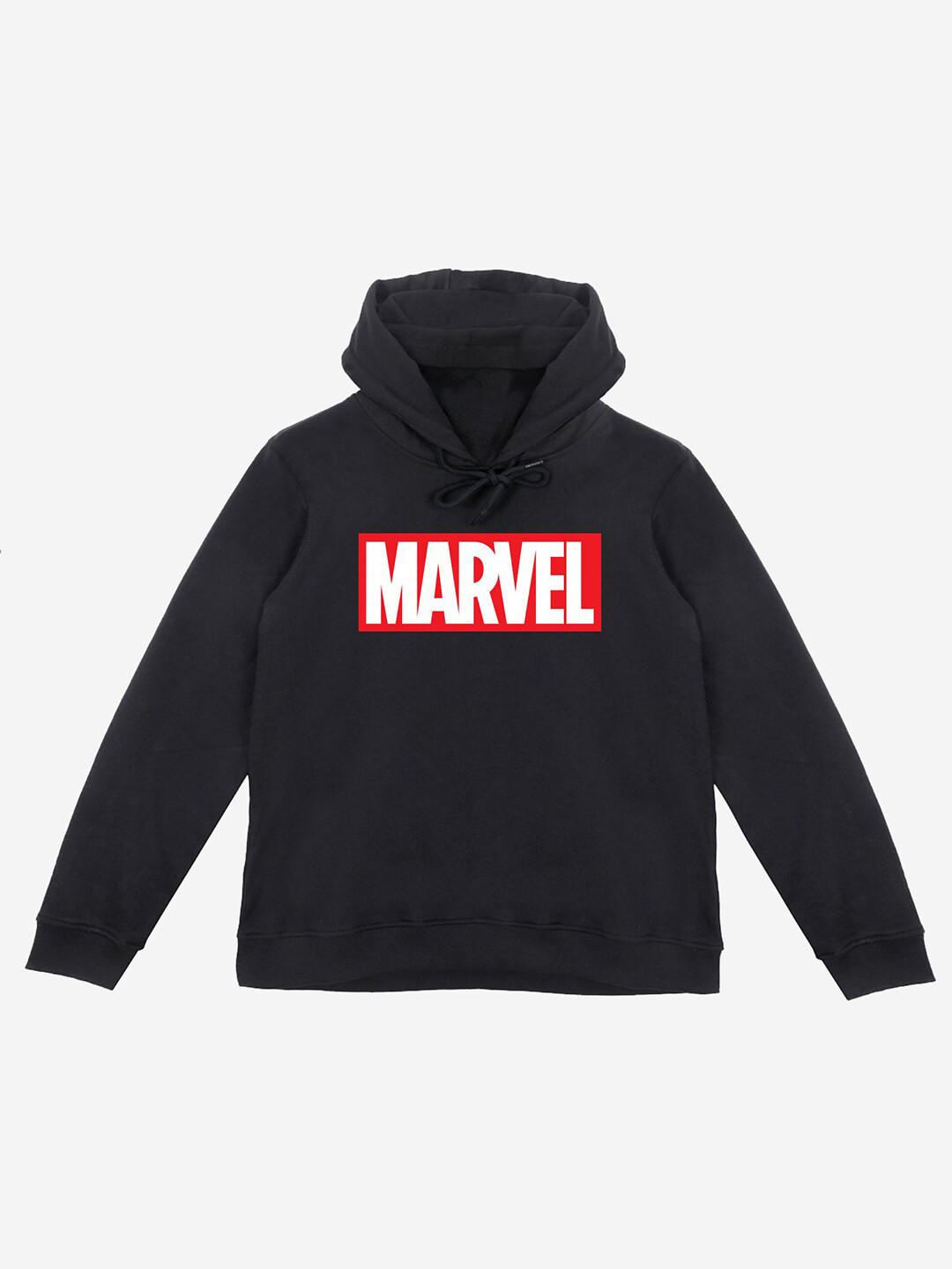 YK Marvel Boys Black Marvel Printed Hooded Sweatshirt
