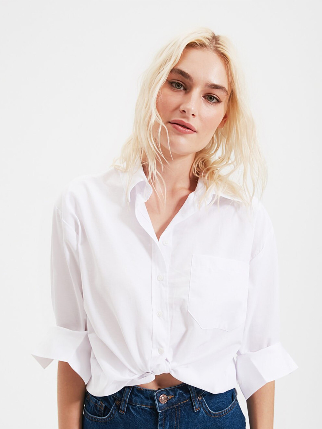 Trendyol Women Classic White Solid Shirt