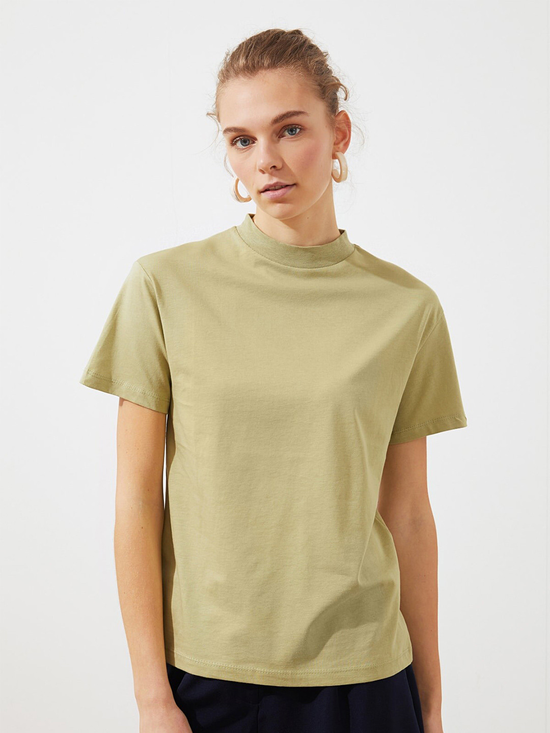Trendyol Women Gorgeous Green Solid Tshirt
