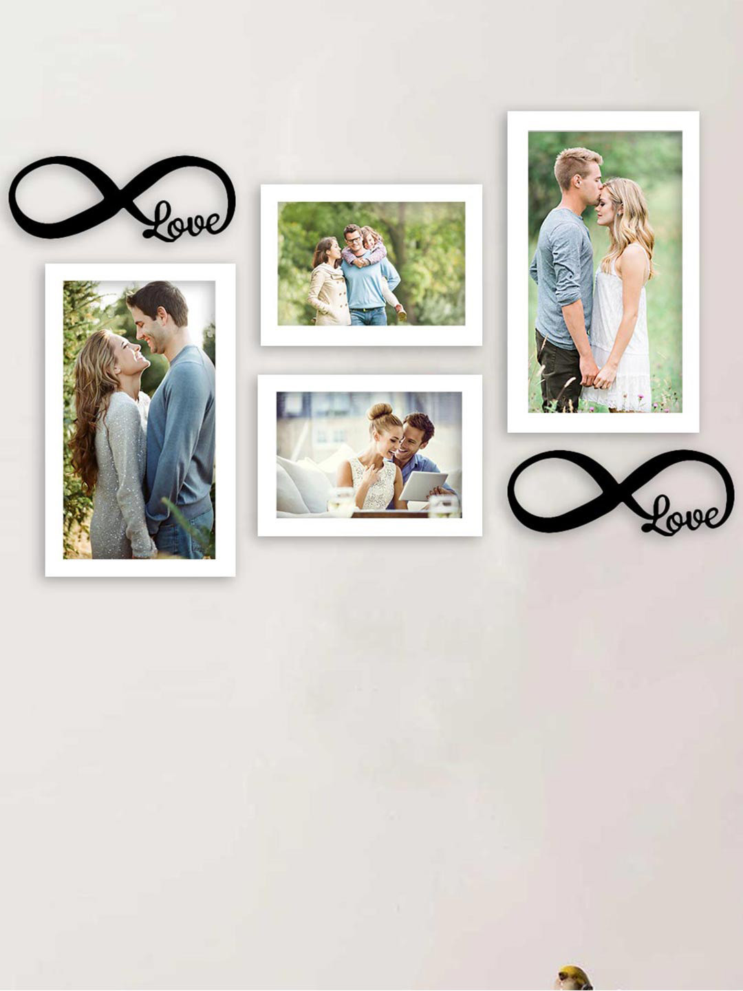 Art Street Set of 4 White Photo Frame With Love Mdf Cutout