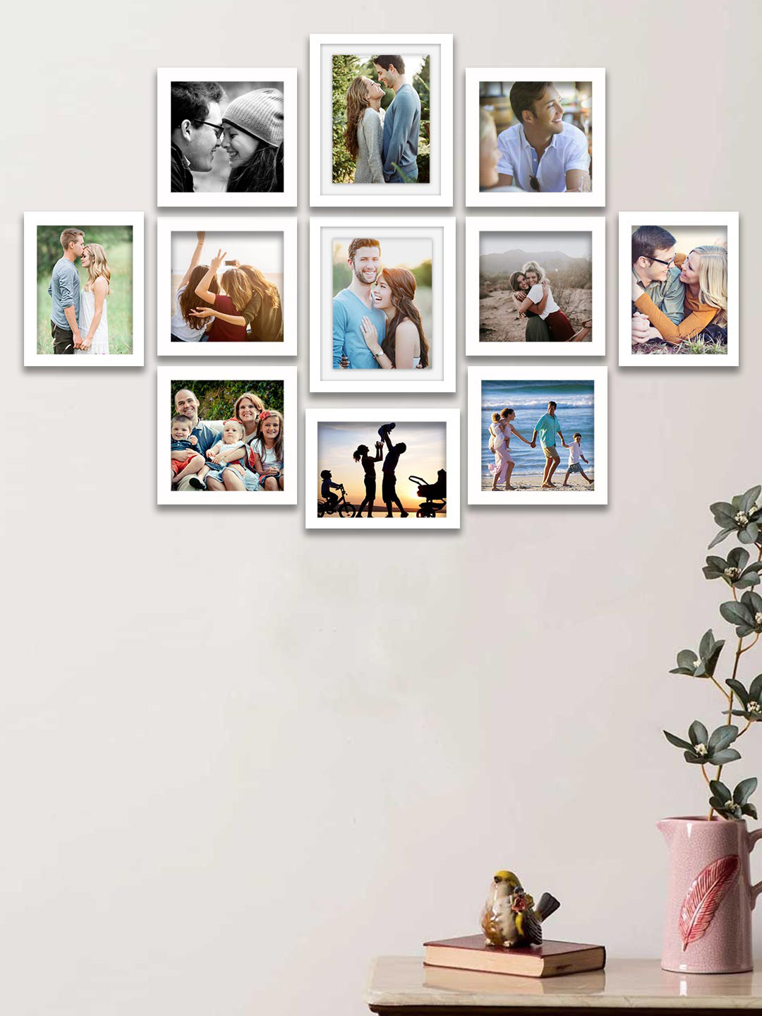 Art Street Set Of 11 White Solid Wooden Wall Photo Frames
