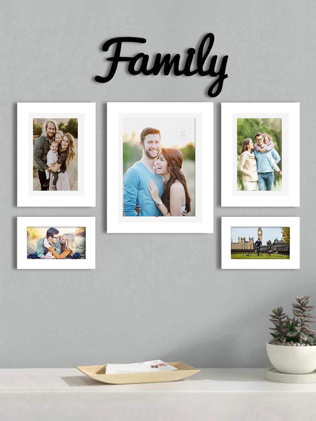 Art Street Set Of 5 White Solid Photo Frames