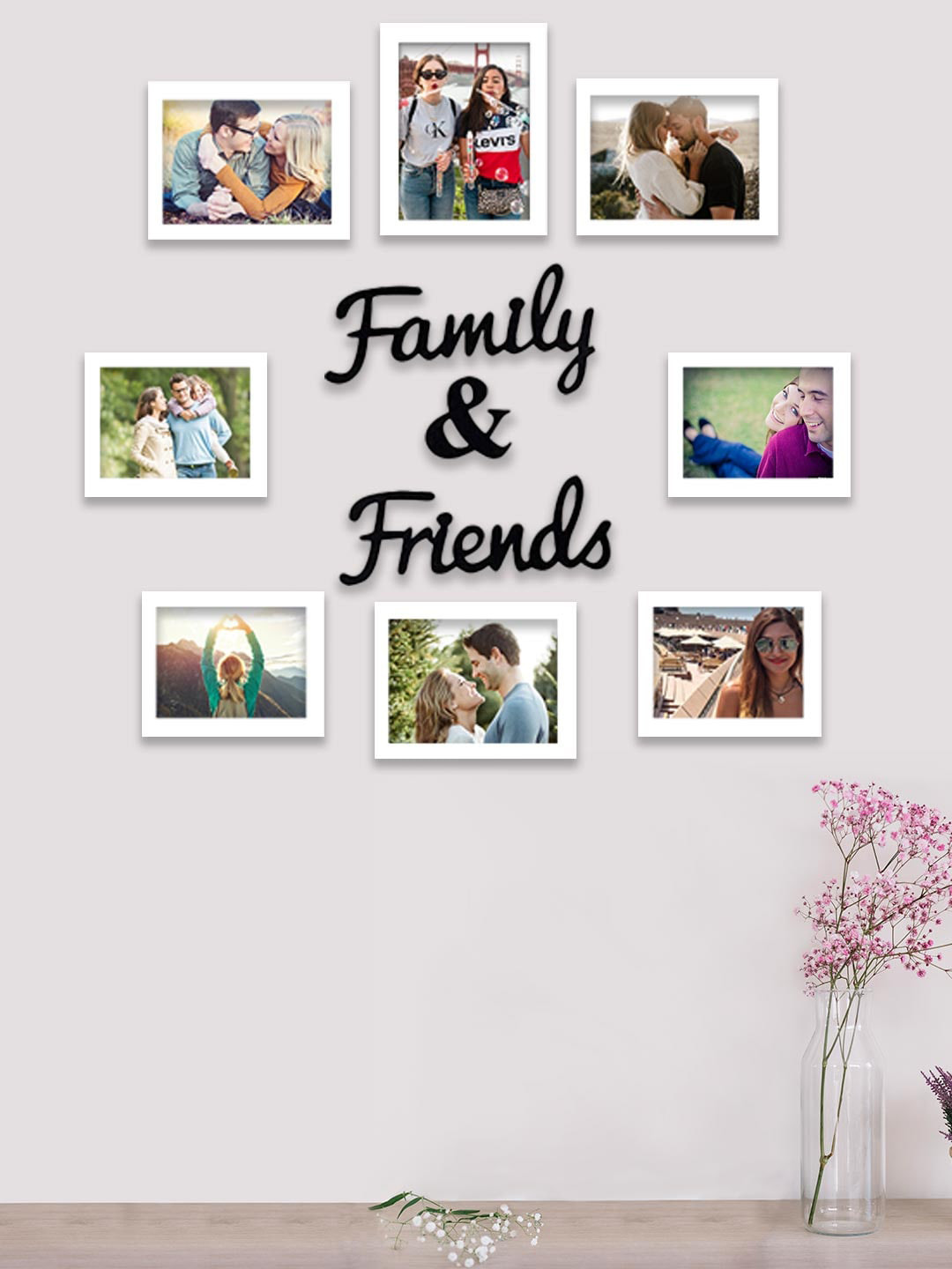 Art Street Set Of 8 White Solid Wooden Wall Photo Frame