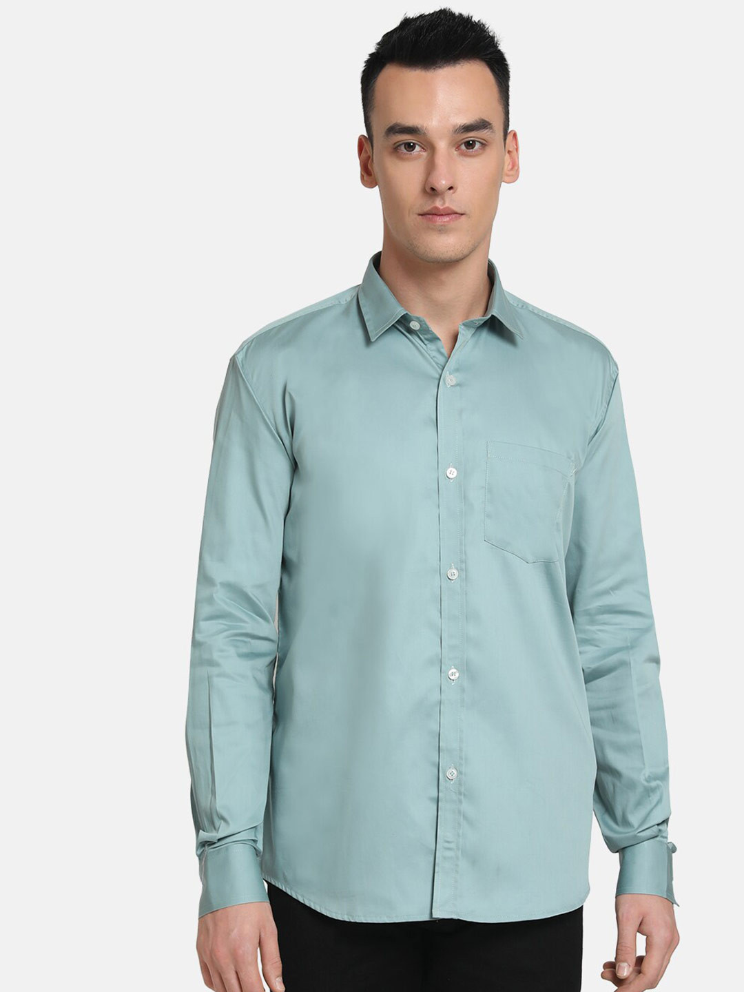 Emerals Men Sea Green Slim Fit Party Shirt