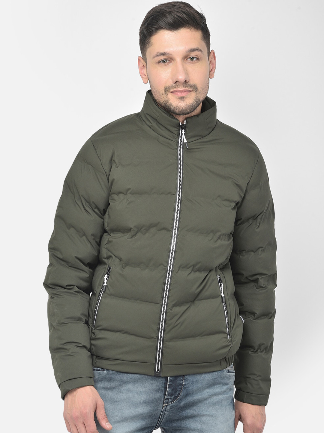 Crimsoune Club Men Olive Green Puffer Jacket