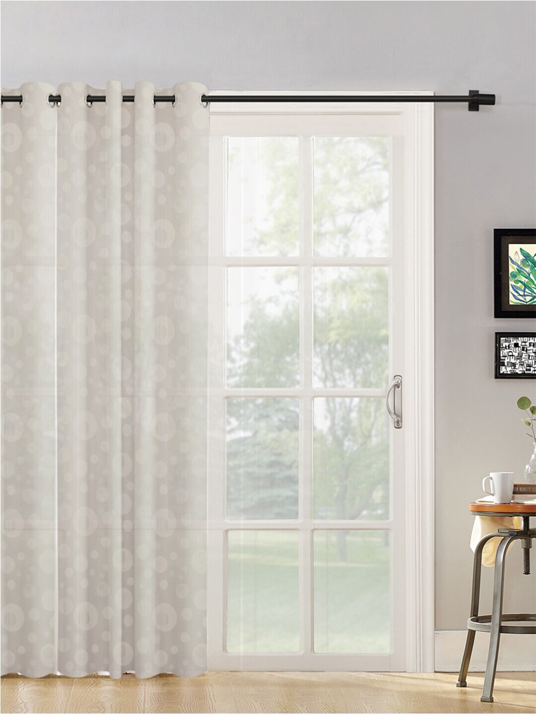 HOSTA HOMES Cream-Coloured Abstract Long Door Curtain