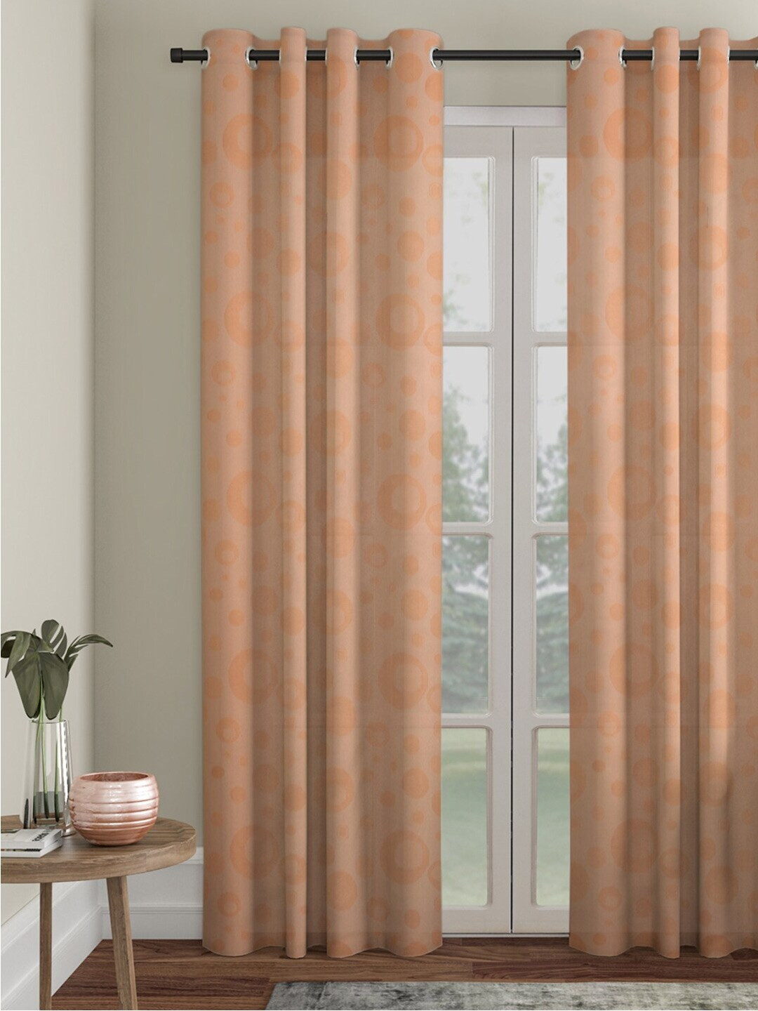 HOSTA HOMES Brown Geometric Self Design Door Curtain