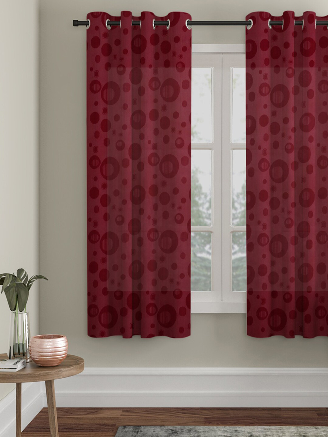 HOSTA HOMES Maroon Abstract Window Curtain