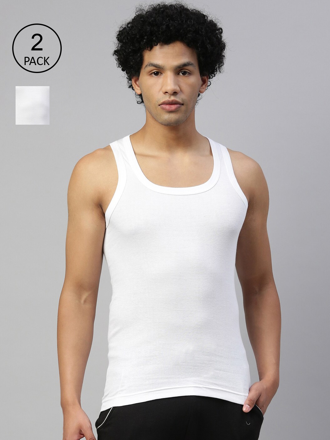 DIXCY SCOTT MAXIMUS Men Pack Of 2 White Cotton Innerwear Vests MAXV 002 STRIKER VEST P2