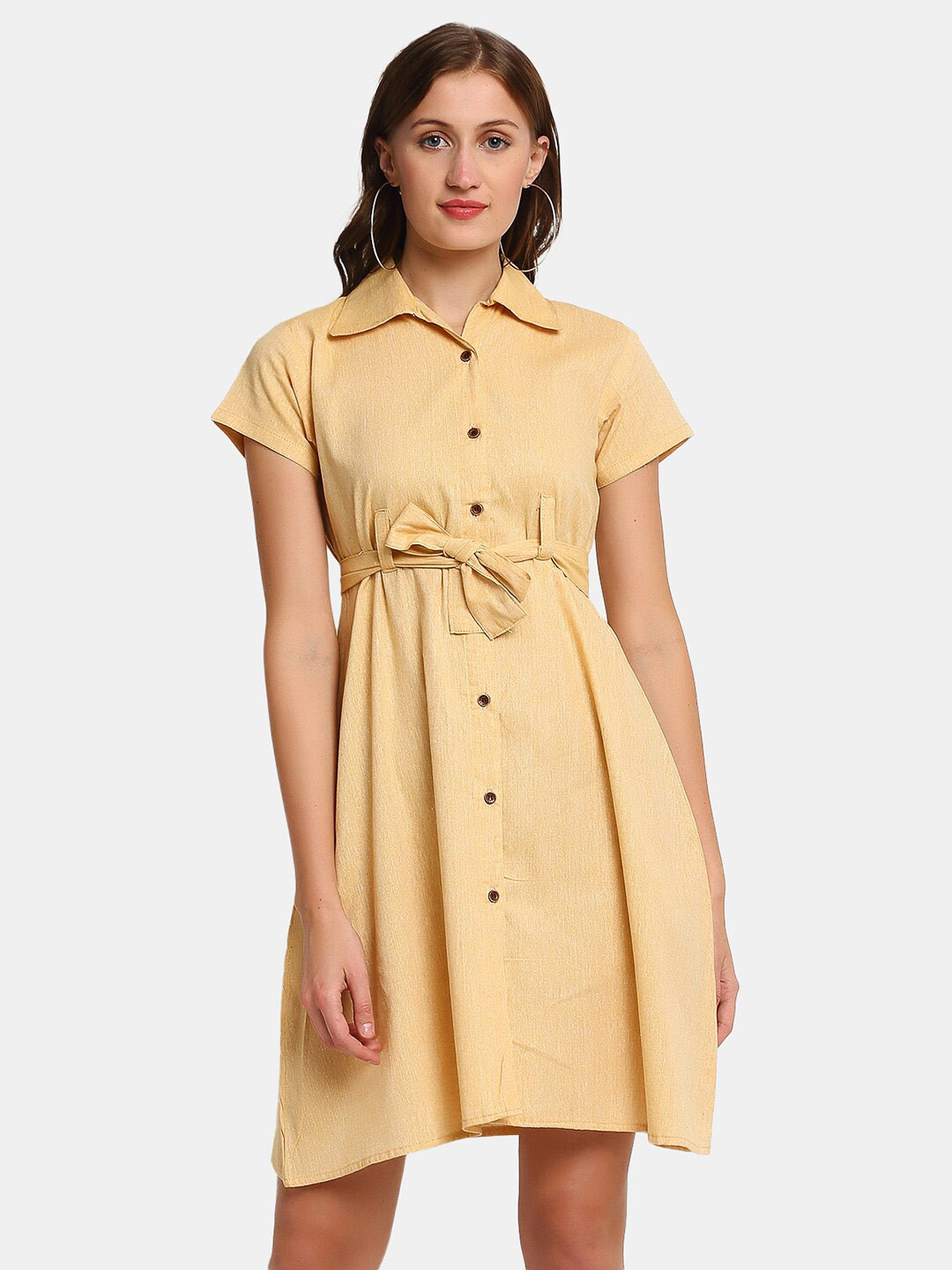 Enchanted Drapes Yellow Shirt Dress