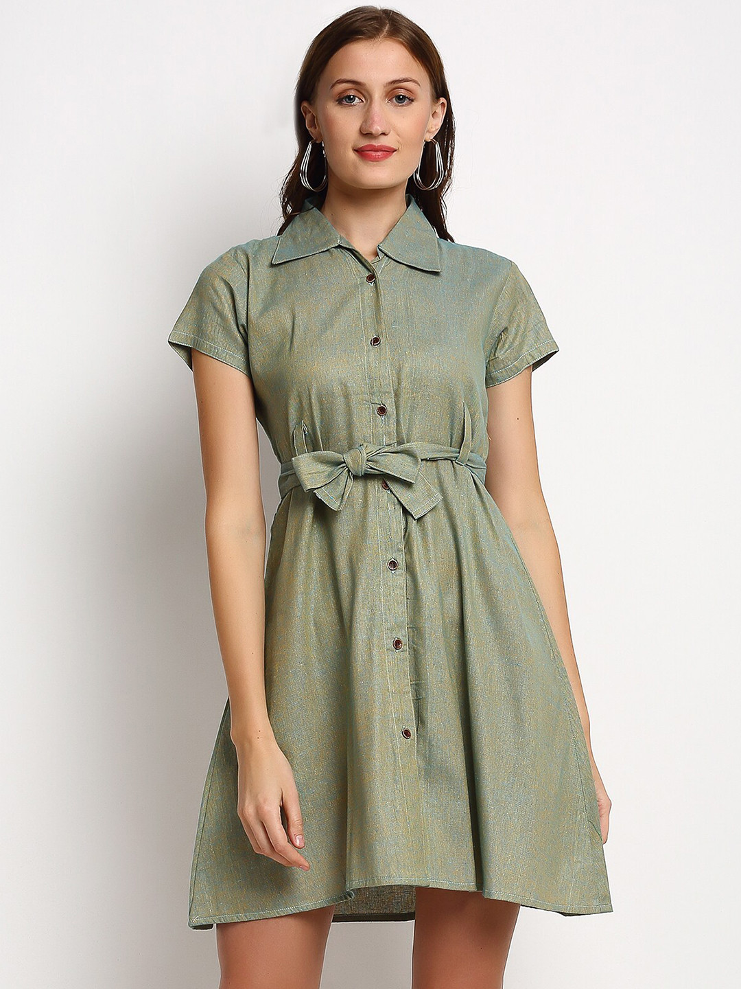 Enchanted Drapes Grey Shirt Dress