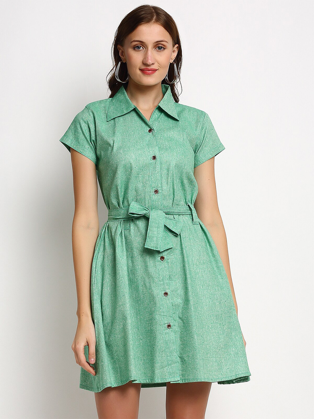 Enchanted Drapes Green Shirt Dress