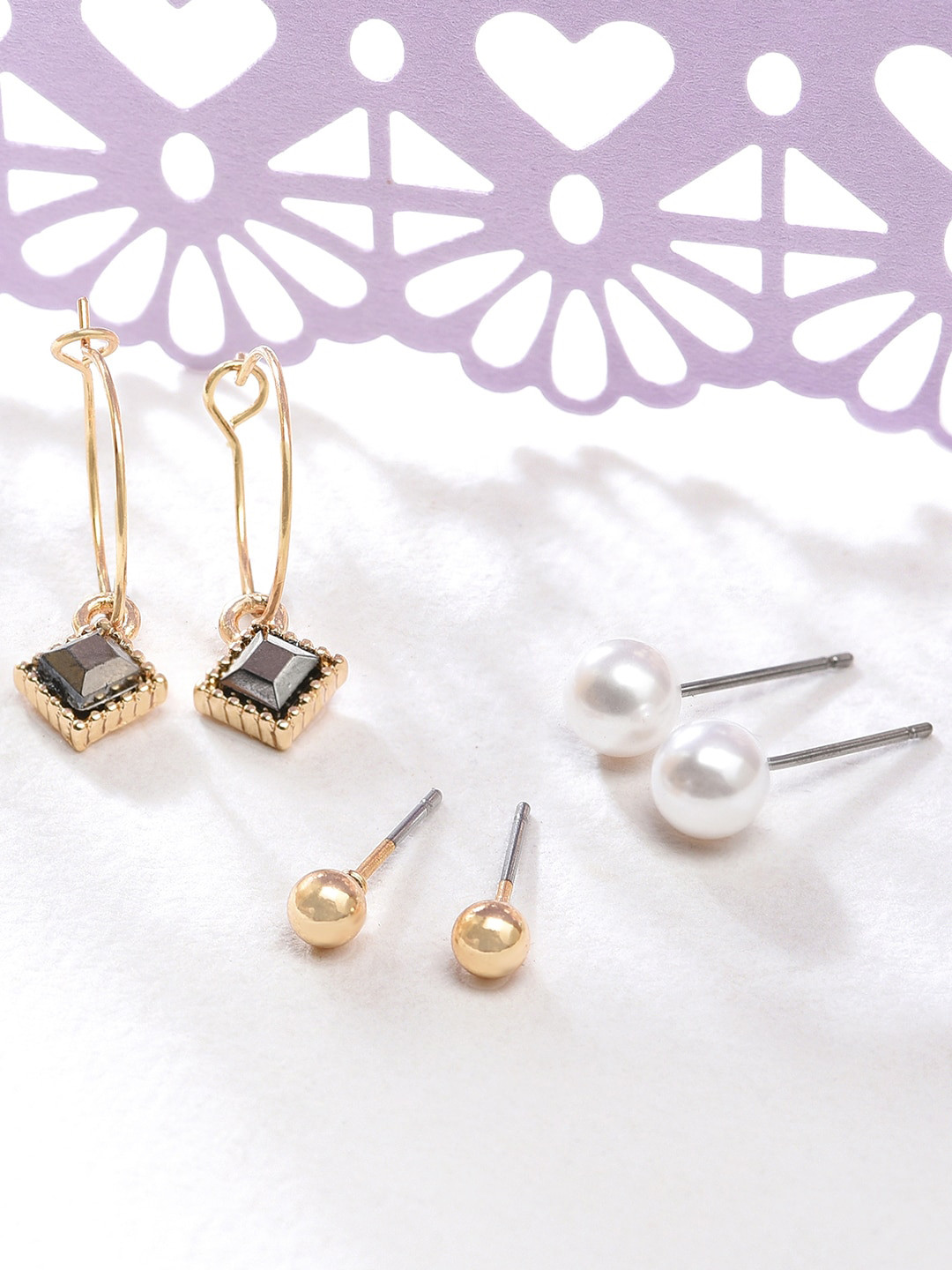 Accessorize London Set Of 3 Sparkle Hoop & Stud Earrings