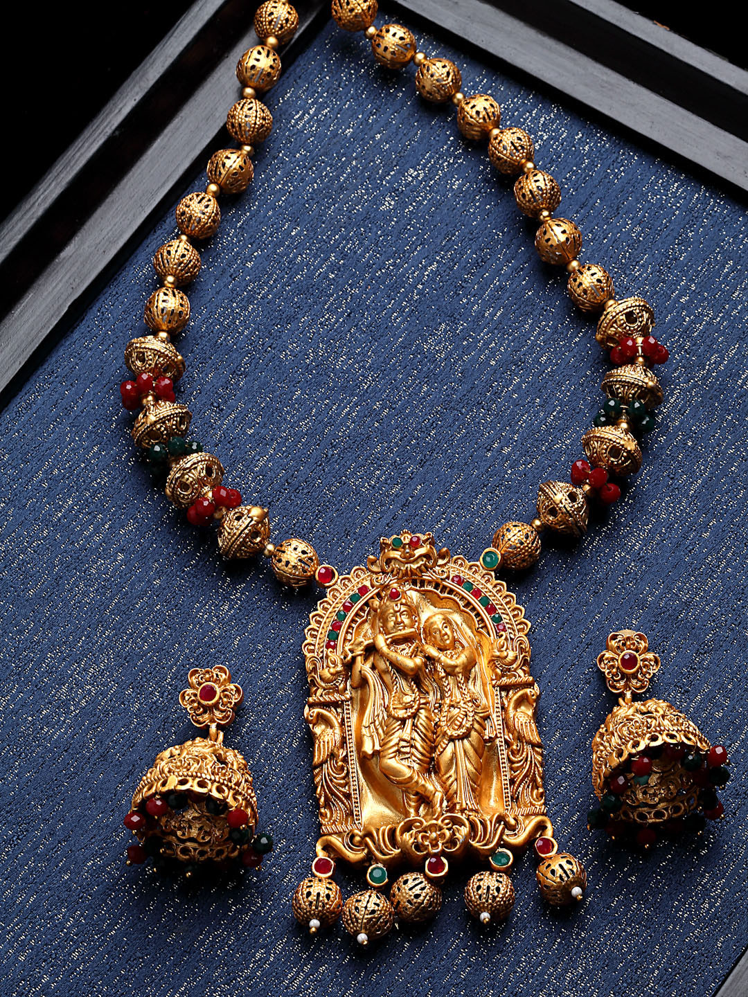PANASH Gold Plated Radhe Krishna Handcrafted Jewellery Set
