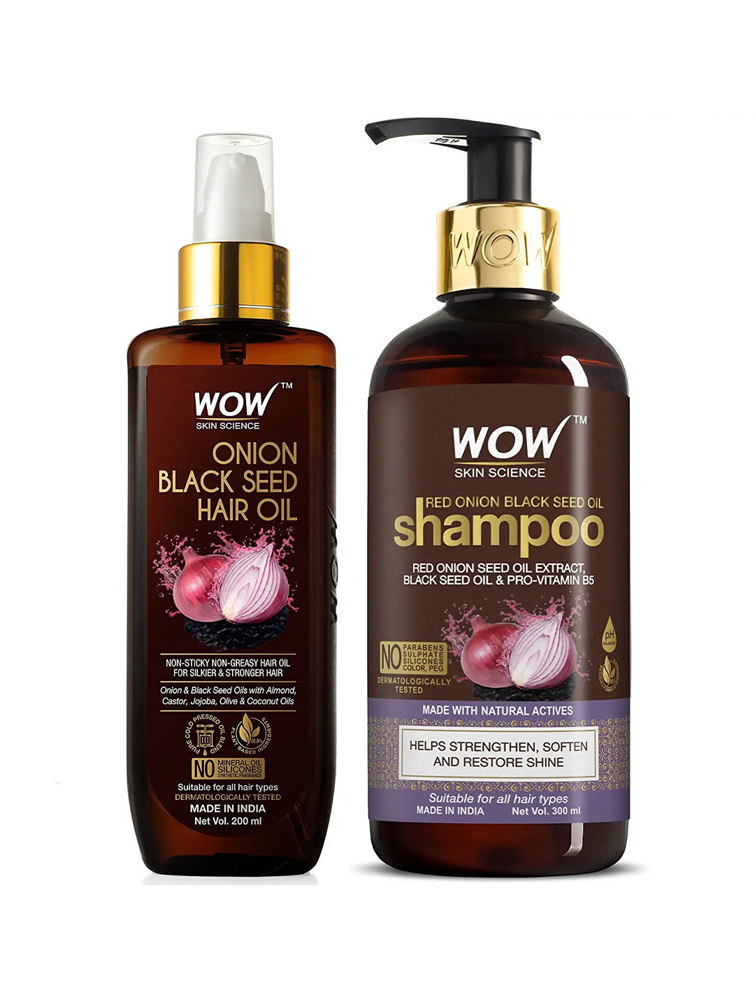 WOW SKIN SCIENCE Set of Onion Black Seed Oil Shampoo & Hair Oil