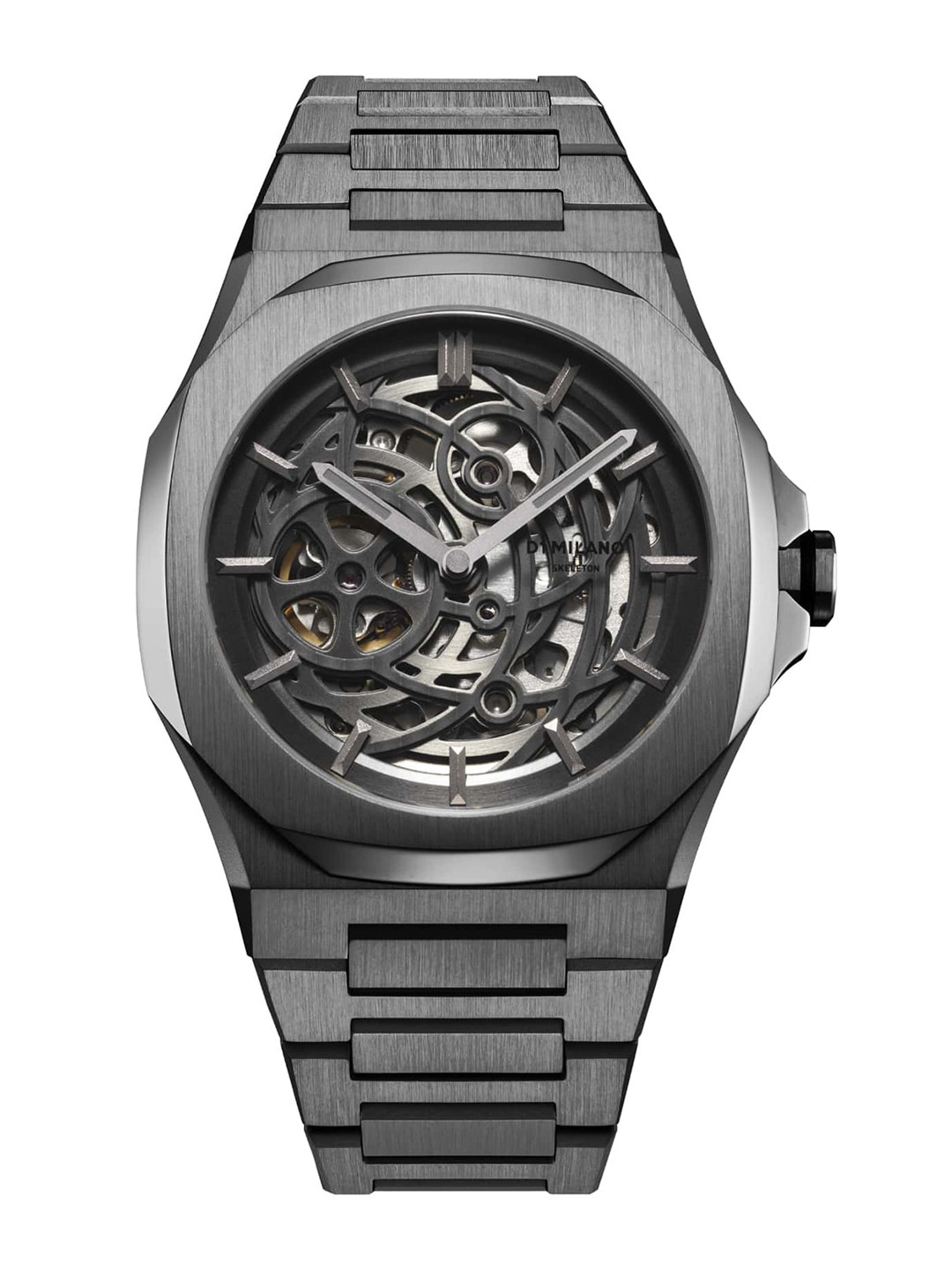D1 Milano Men Gun Metal Skeleton Mask Metal Stainless Steel Strap Watch SKBJ11