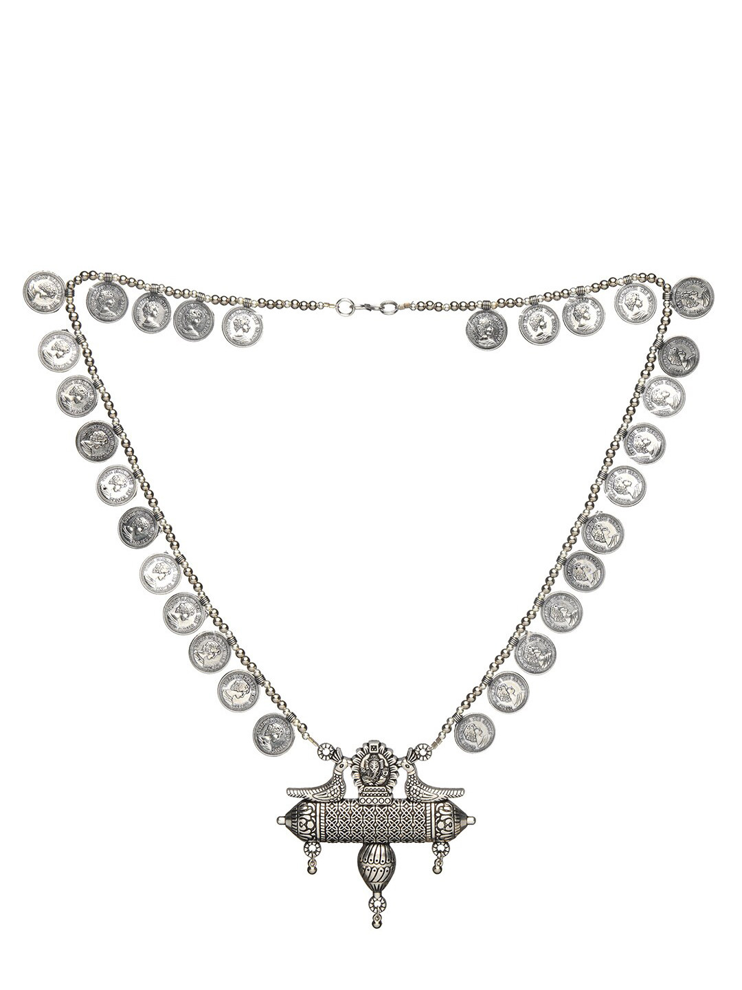 DIVA WALK Silver-Toned Silver-Plated Oxidised Necklace