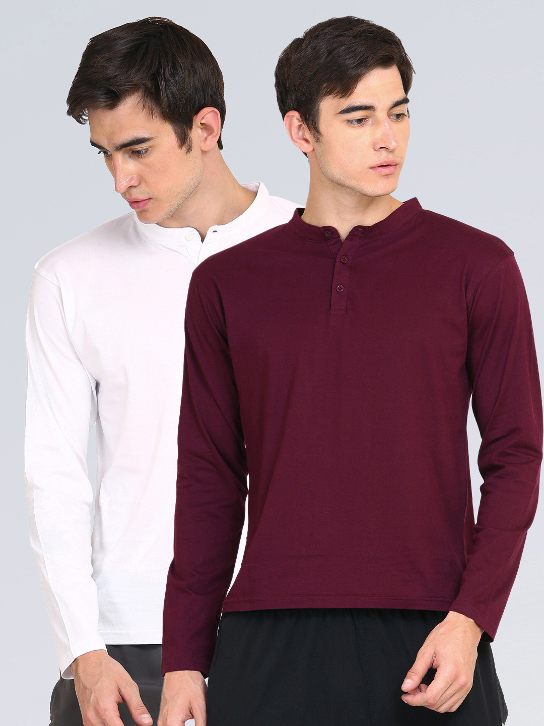 appulse Men Maroon & White Pack of 2 T-shirts