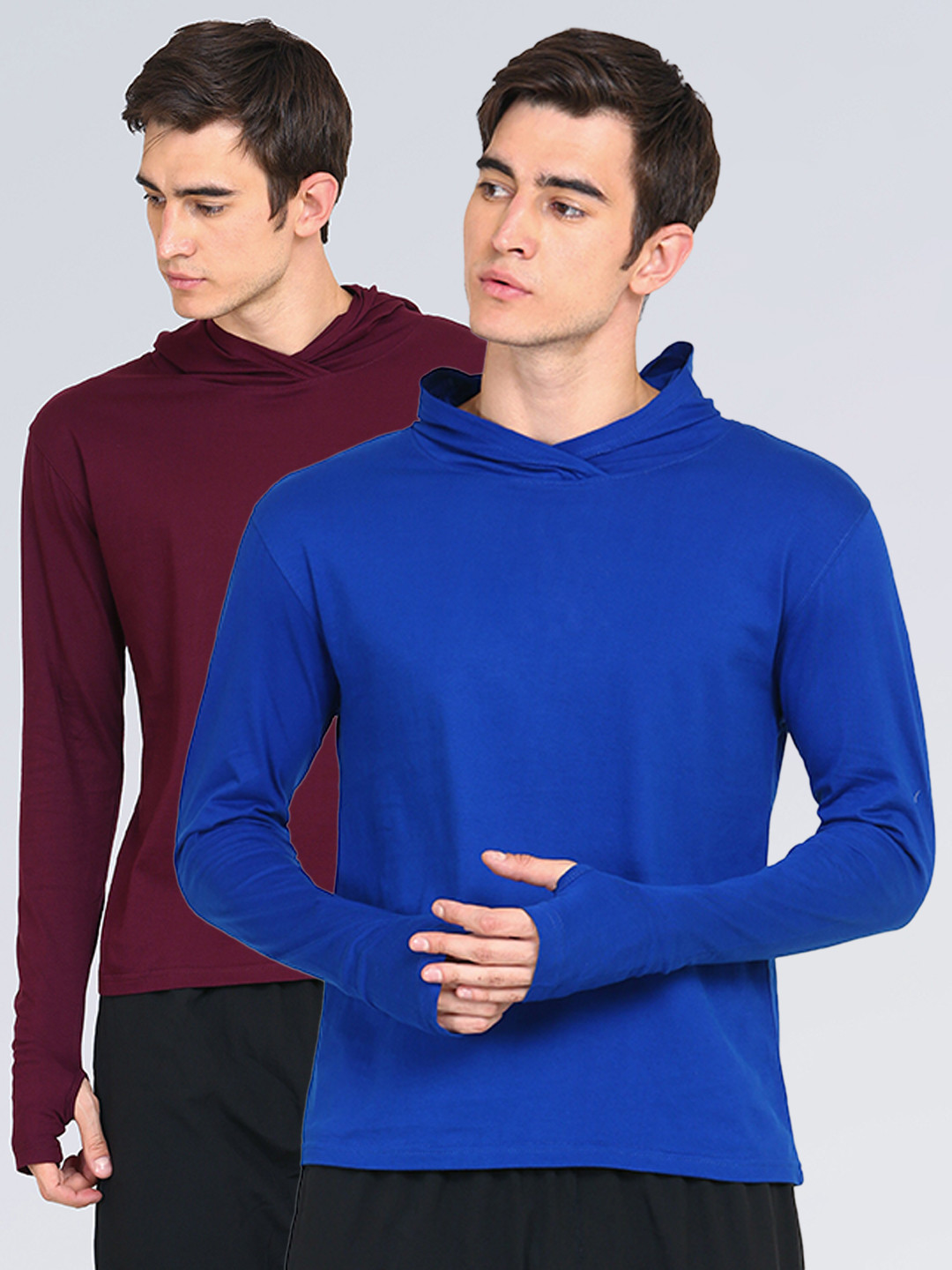 appulse Men Maroon & Blue Pack of 2 T-shirts