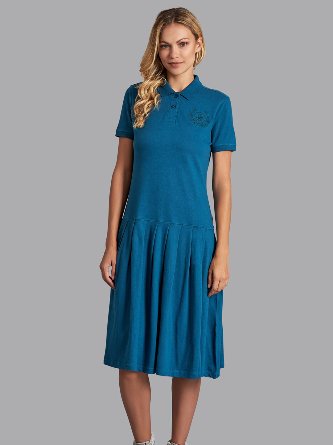 Beverly Hills Polo Club Women Blue A-Line Dress