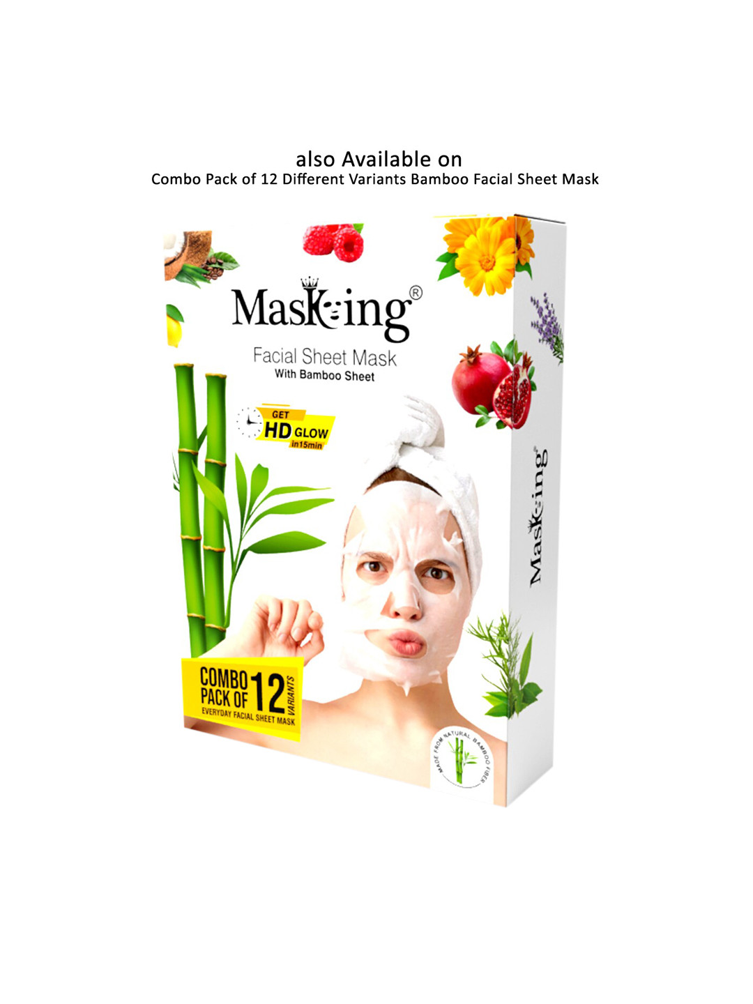 MasKing Set of 5 Bamboo Sheet Mask - Lavender - Strawberry - Coffee - Gooseberry & Orange