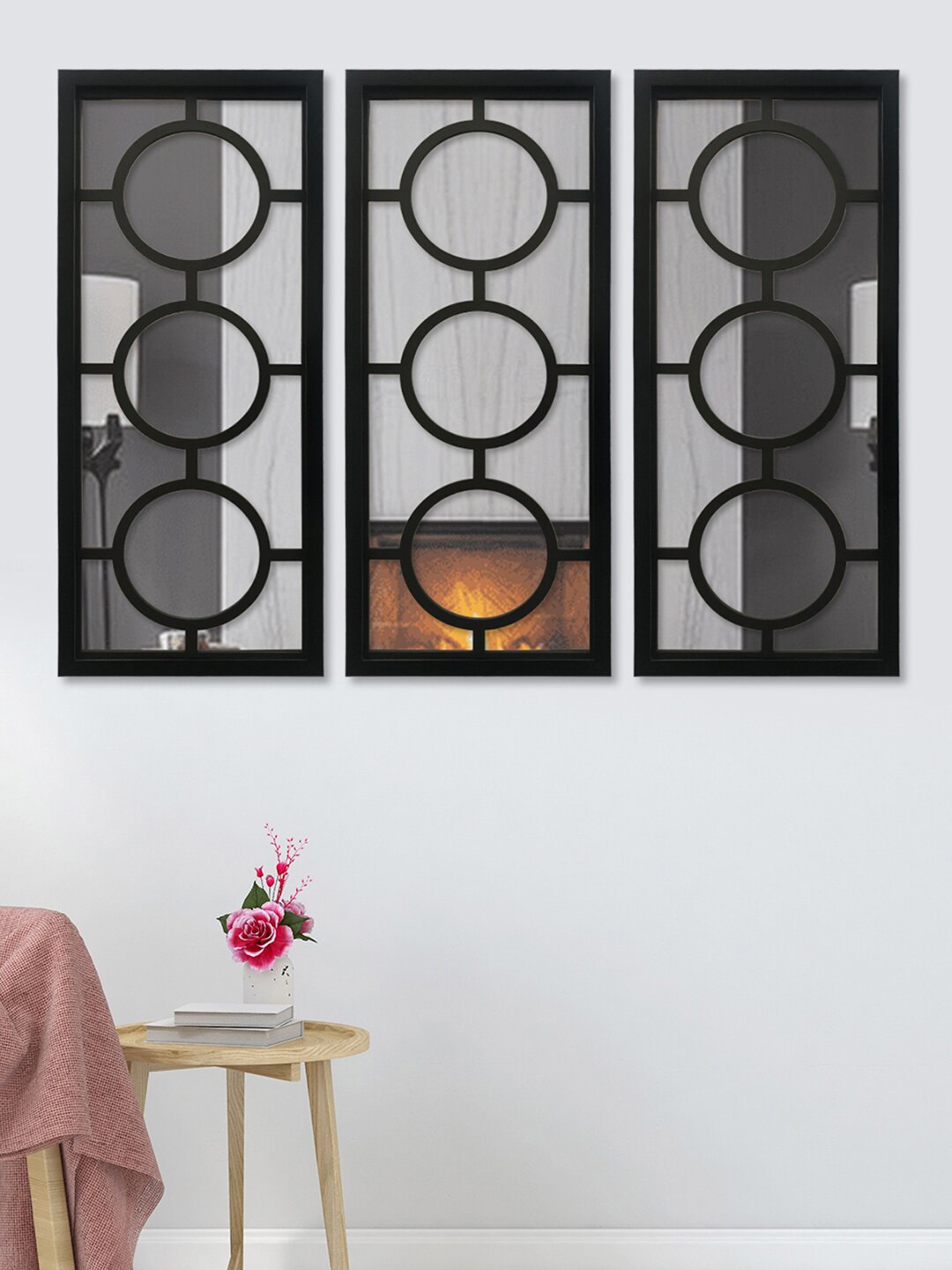 Art Street Set Of 3 Black Decorative Wall Mirrors